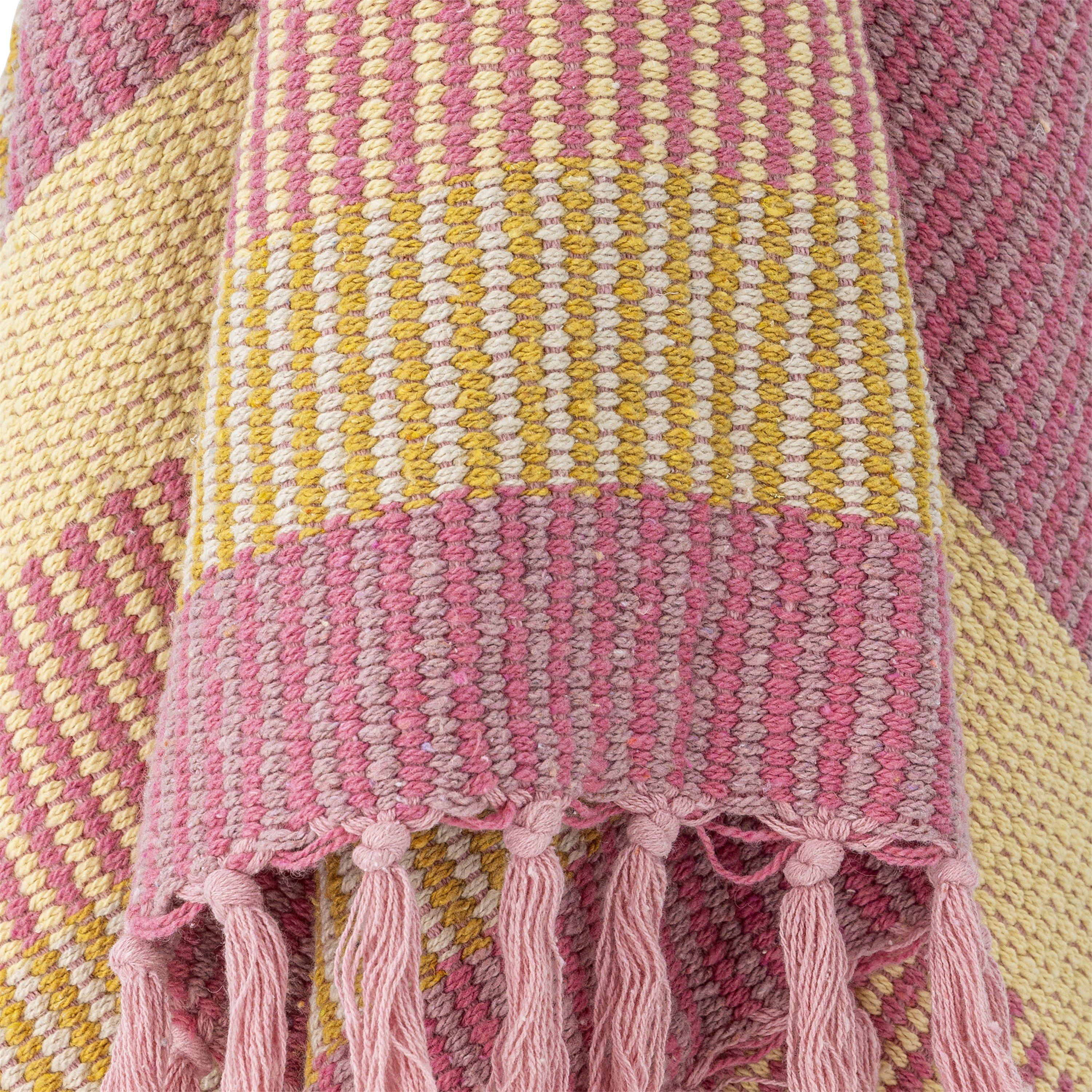 Pink - Bloomingville - Isnel Recycled Cotton Geometric Sofa Throw - 2