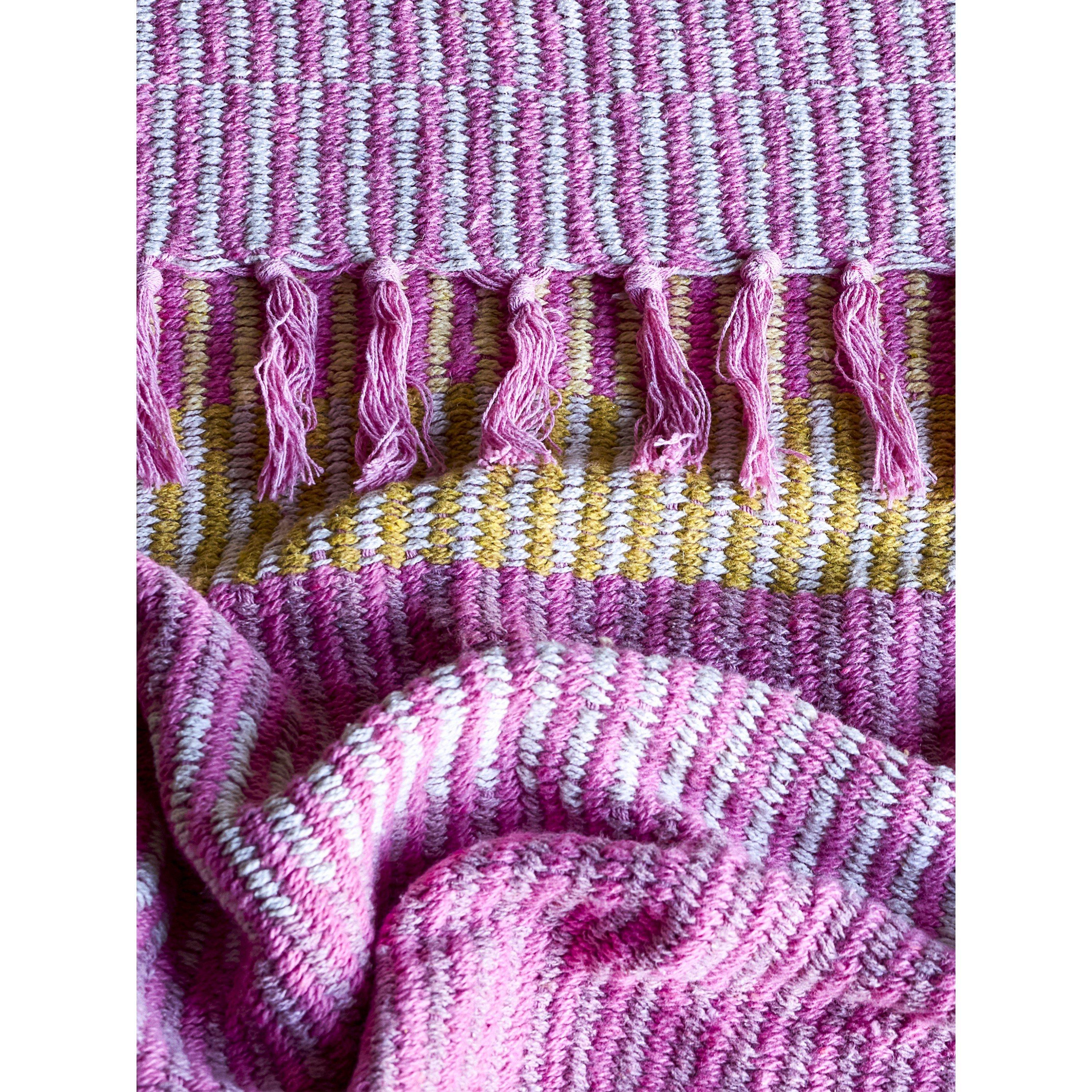 Pink - Bloomingville - Isnel Recycled Cotton Geometric Sofa Throw - 7