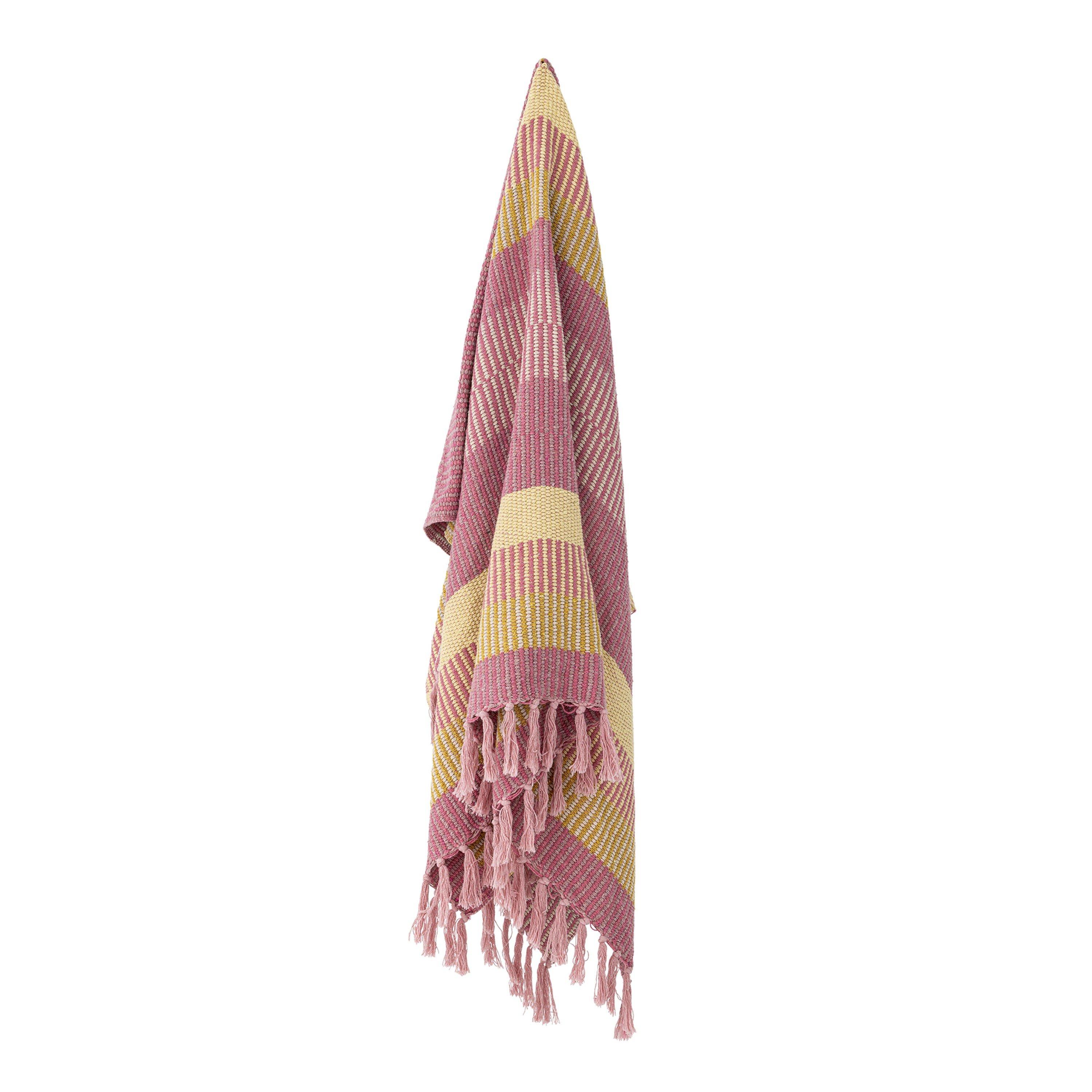 Pink - Bloomingville - Isnel Recycled Cotton Geometric Sofa Throw - 3