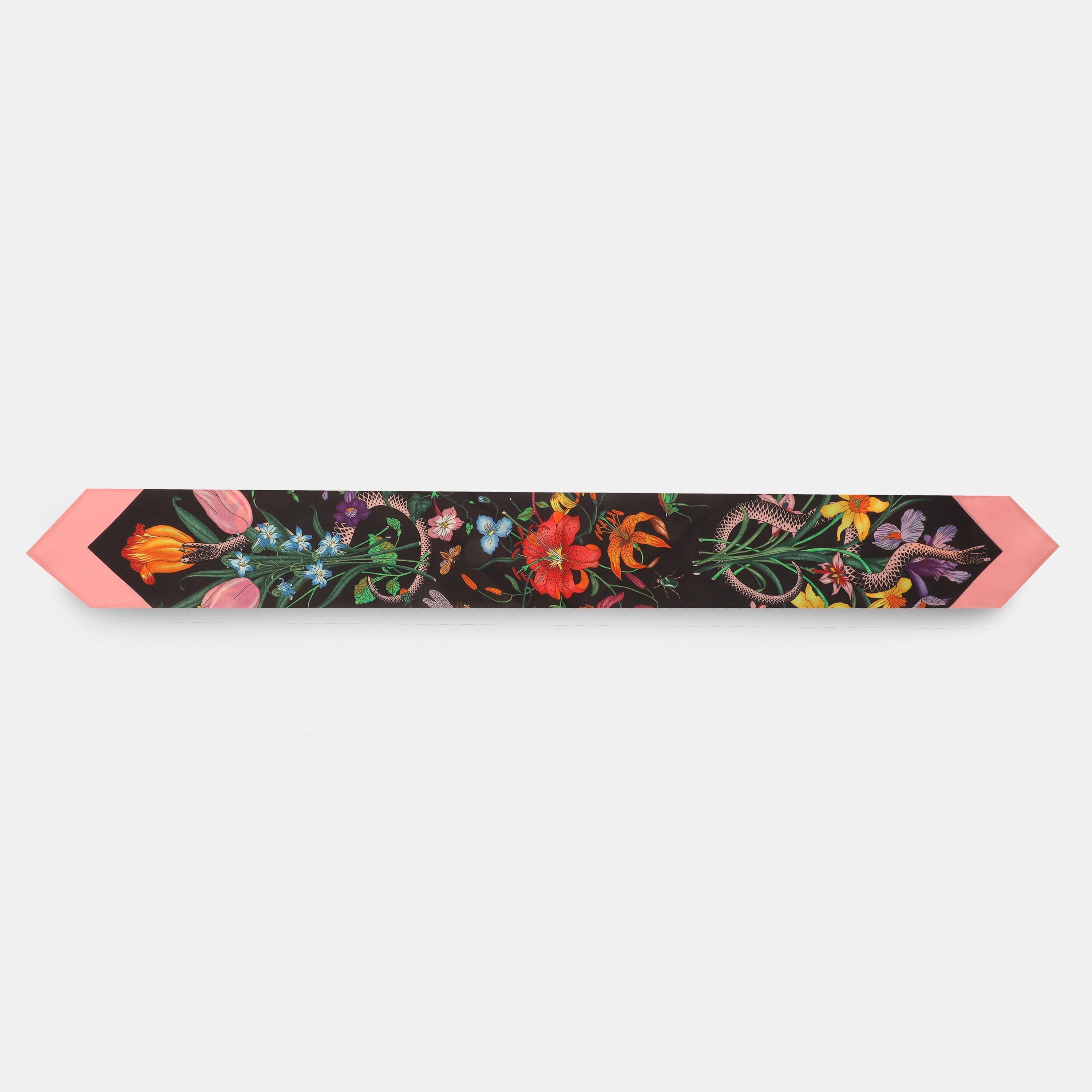 Black/Pink - Gucci - Women's Silk Scarf - 2