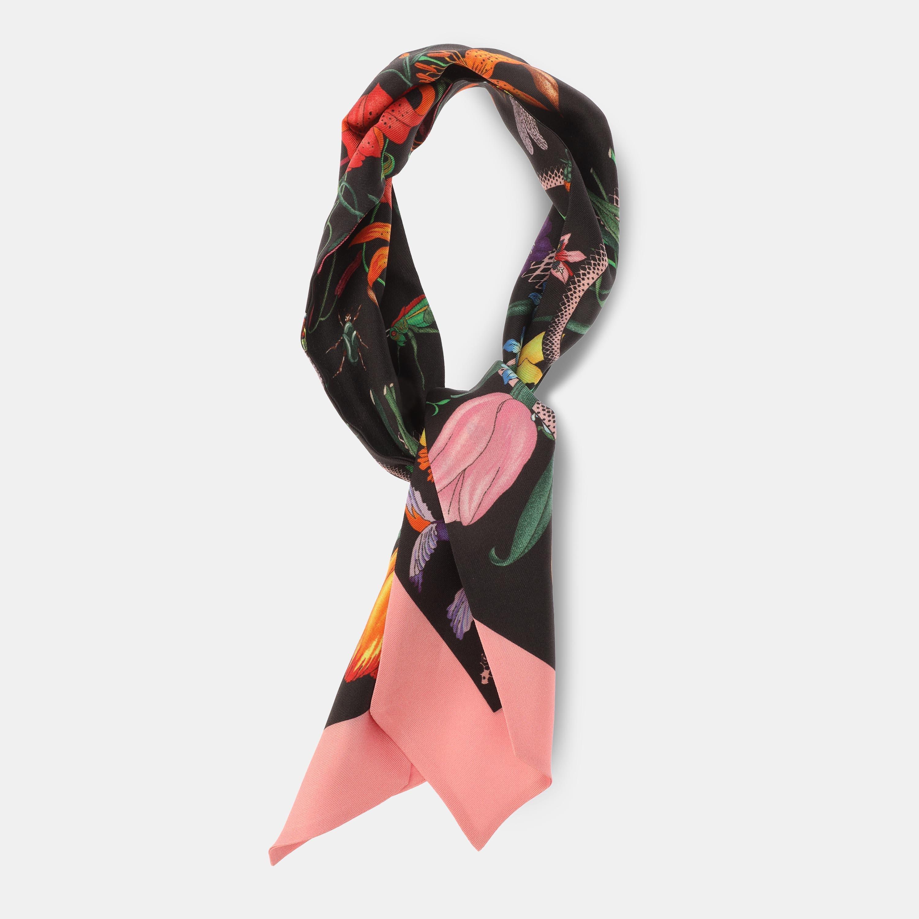 Black/Pink - Gucci - Women's Silk Scarf - 3