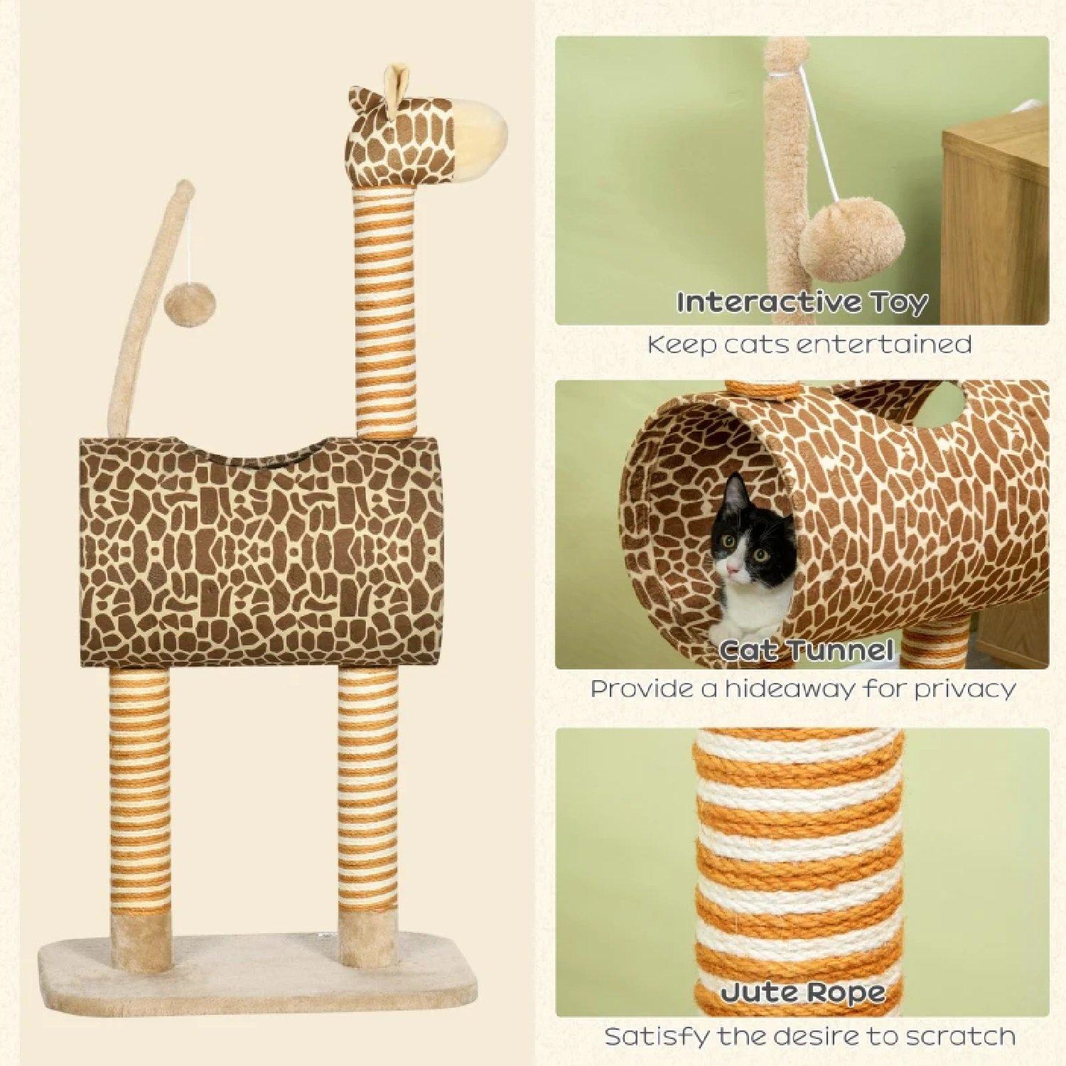 Orange - PawHut - Giraffe-Designed Cat Tree - 4