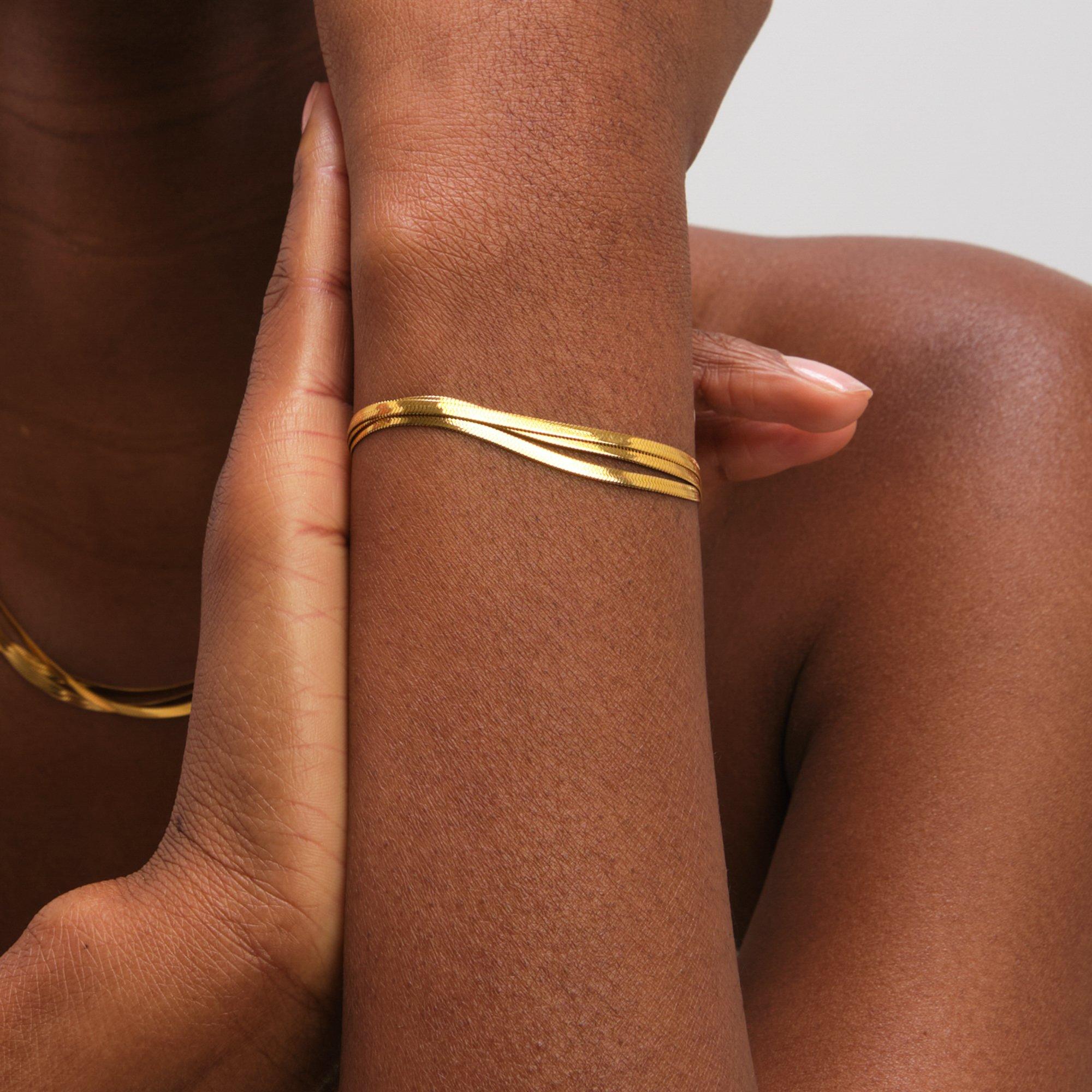 Gold - Jon Richard - Gold Plated Waterproof Snake Chain Bracelet - 2