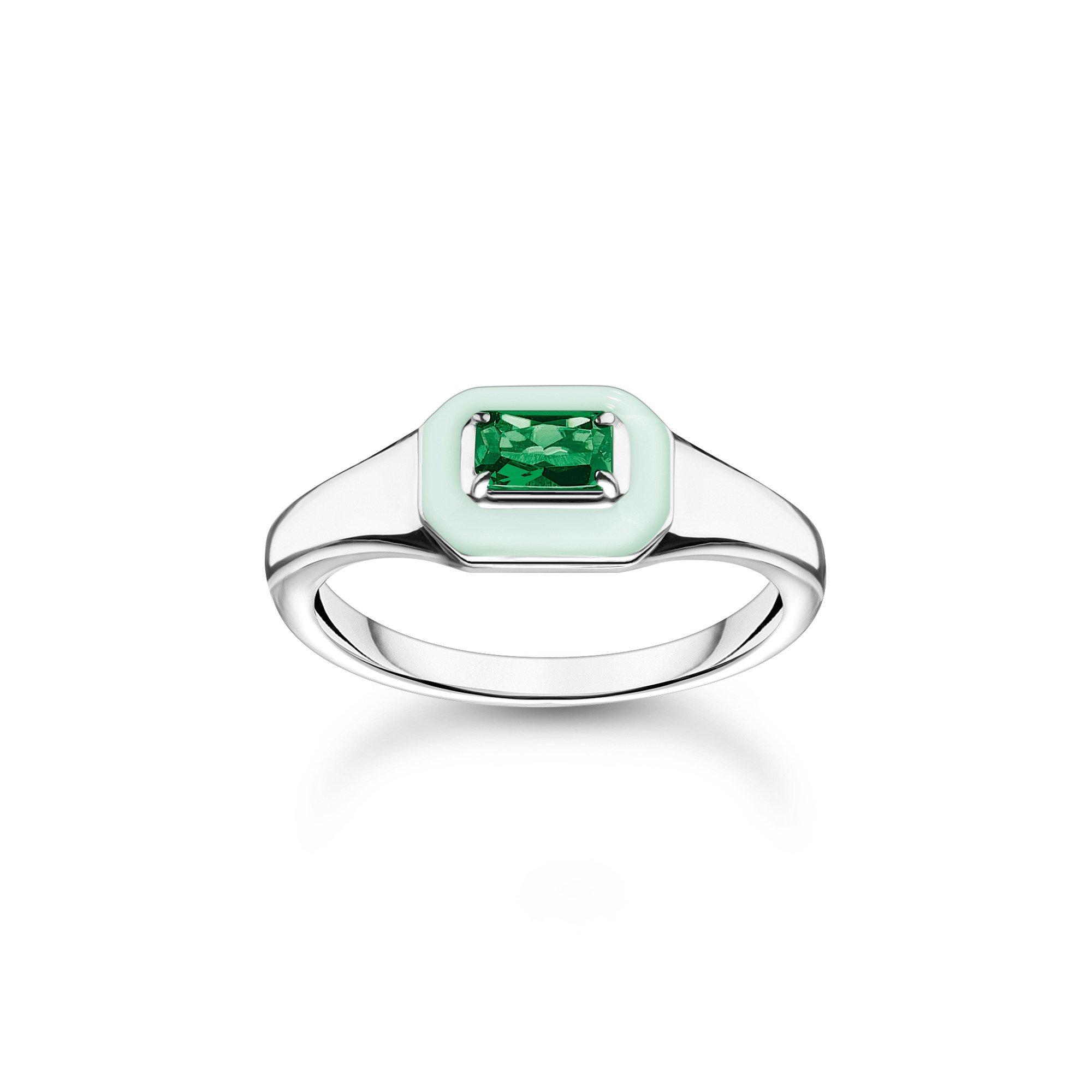 Thomas Sabo Women's Charming Pop Octagonal Green Stone Band Ring