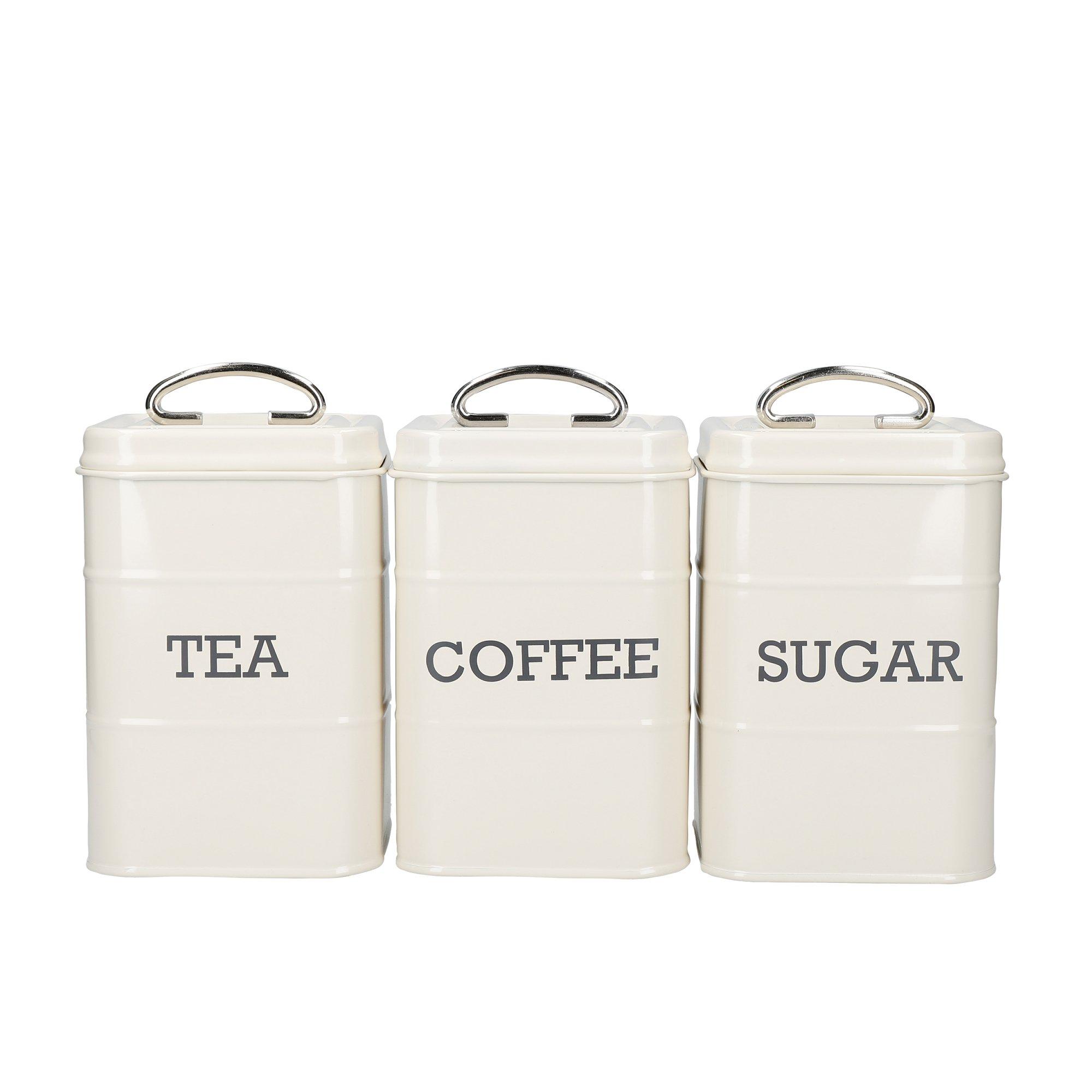 Kitchencraft  Tea, Coffee And Sugar Canisters - Cream - 18x9cm