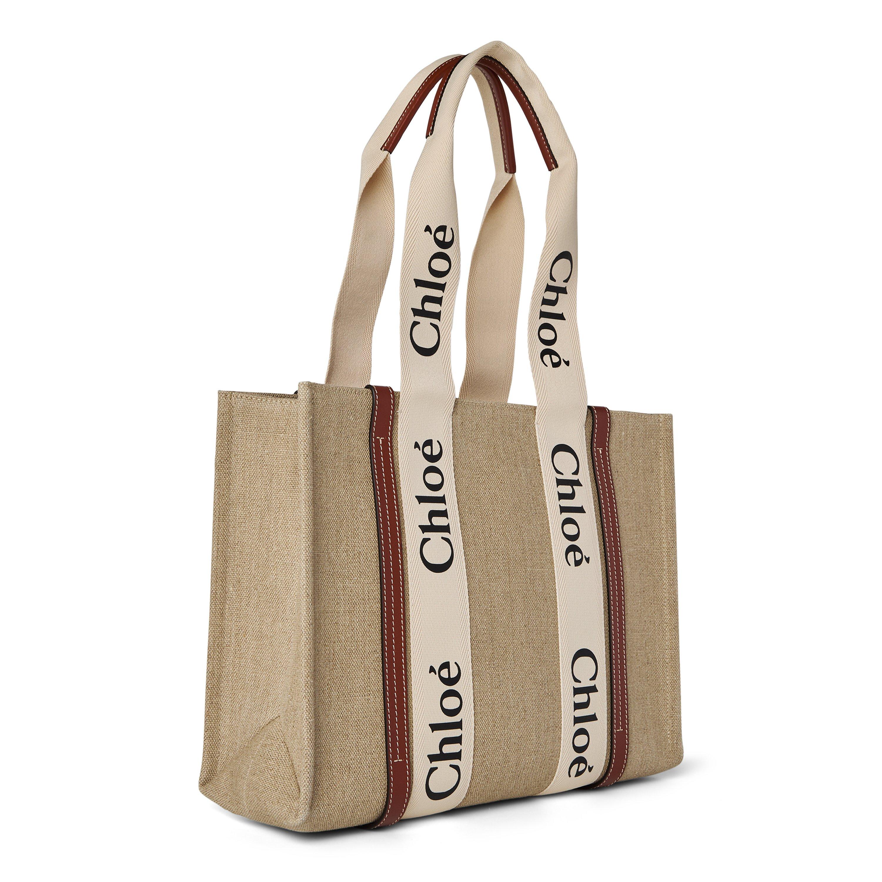 White Brown - Chloe - Medium Woody Canvas Tote Bag - 3