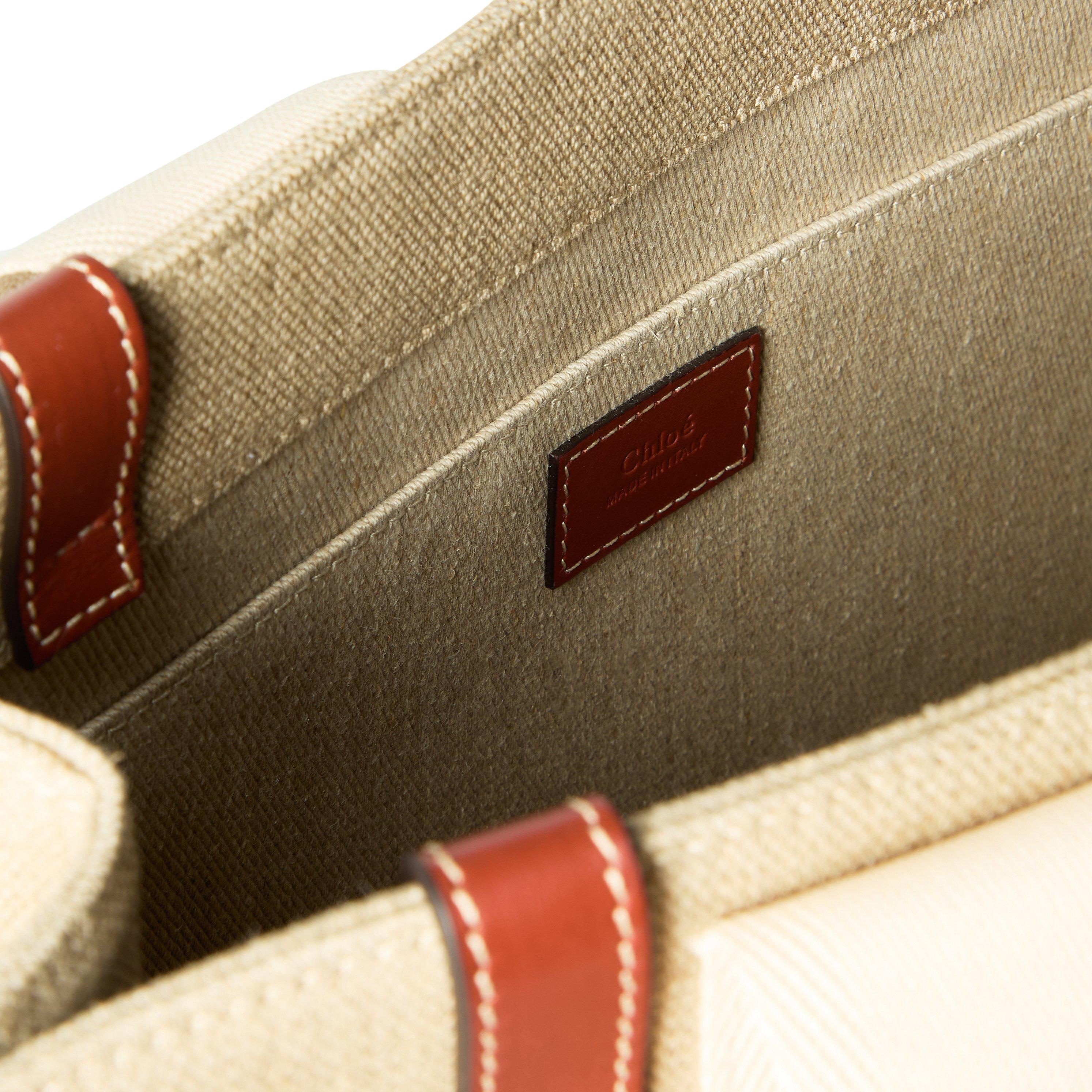 White Brown - Chloe - Medium Woody Canvas Tote Bag - 4