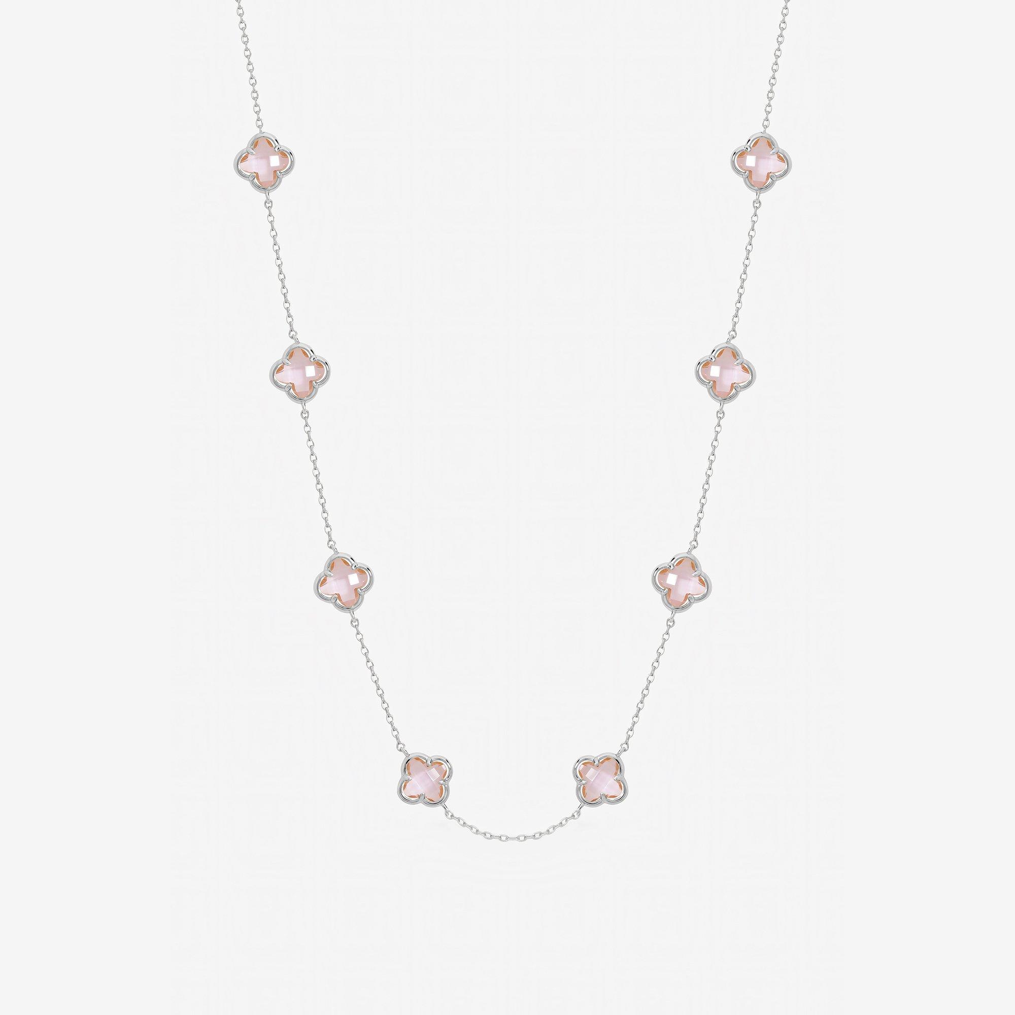 Silver - Inicio - Vintage Rose Clover Necklace - Gift Pouch