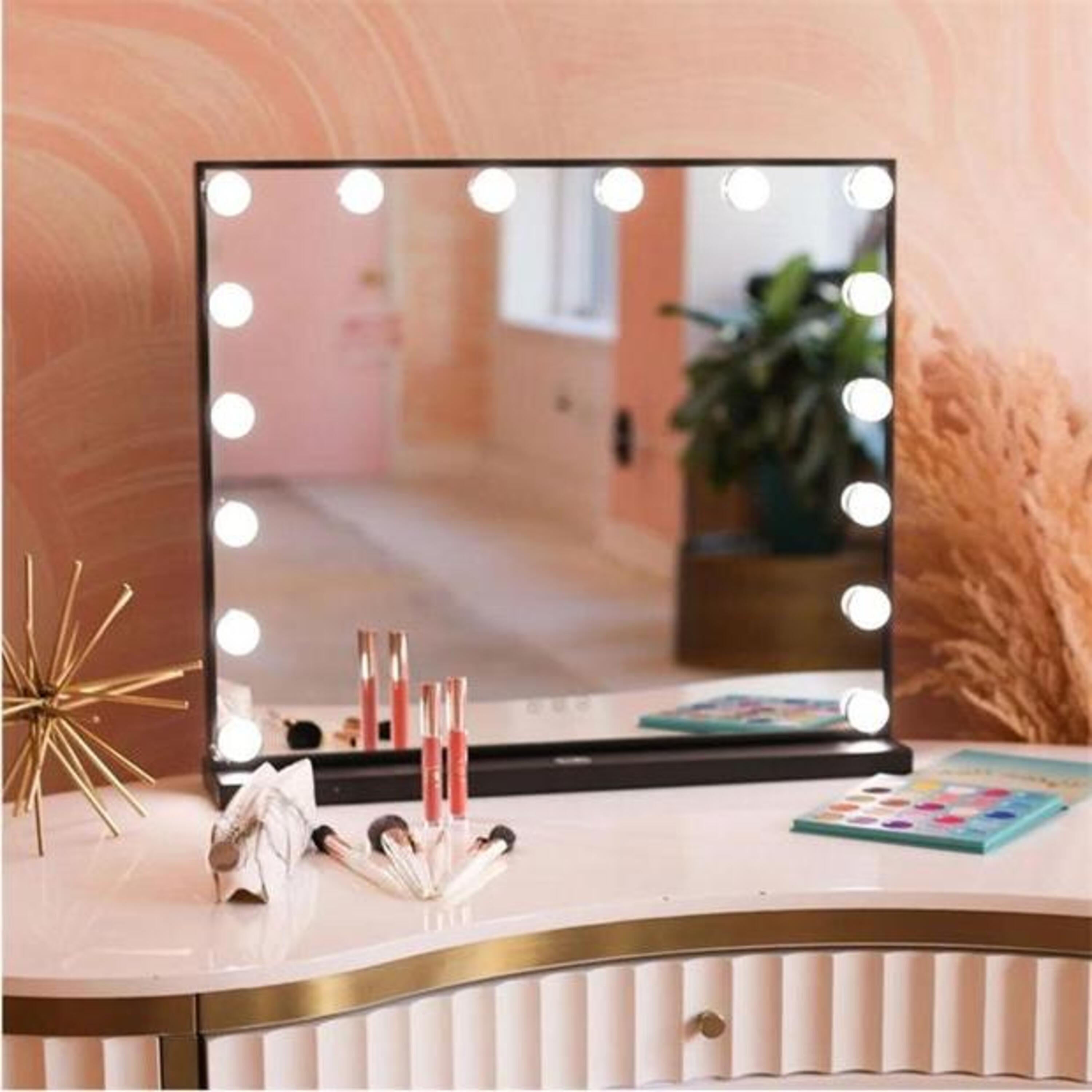 Black - Kabinet UK - Rectangular Makeup Mirror with 16 LED Bulbs - 2