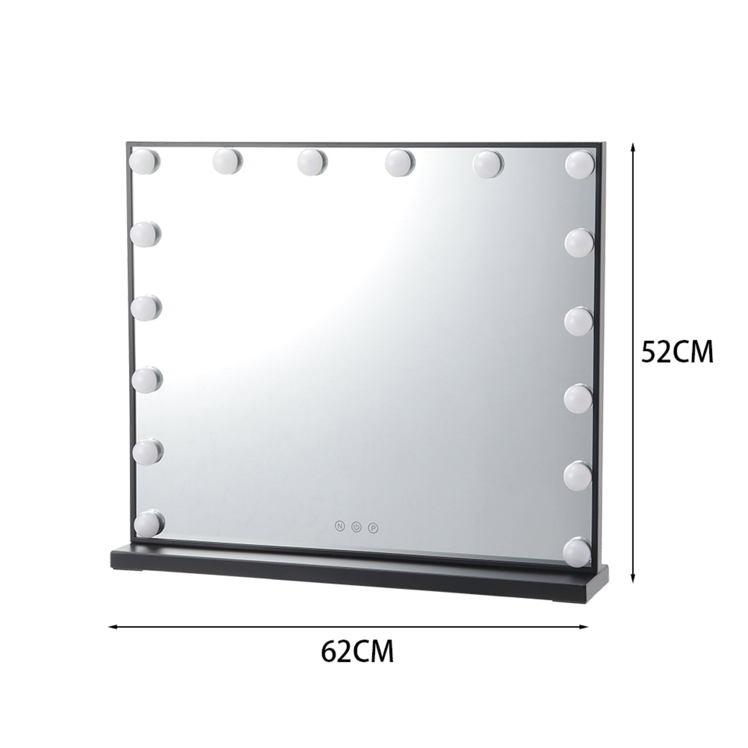 Black - Kabinet UK - Rectangular Makeup Mirror with 16 LED Bulbs - 12