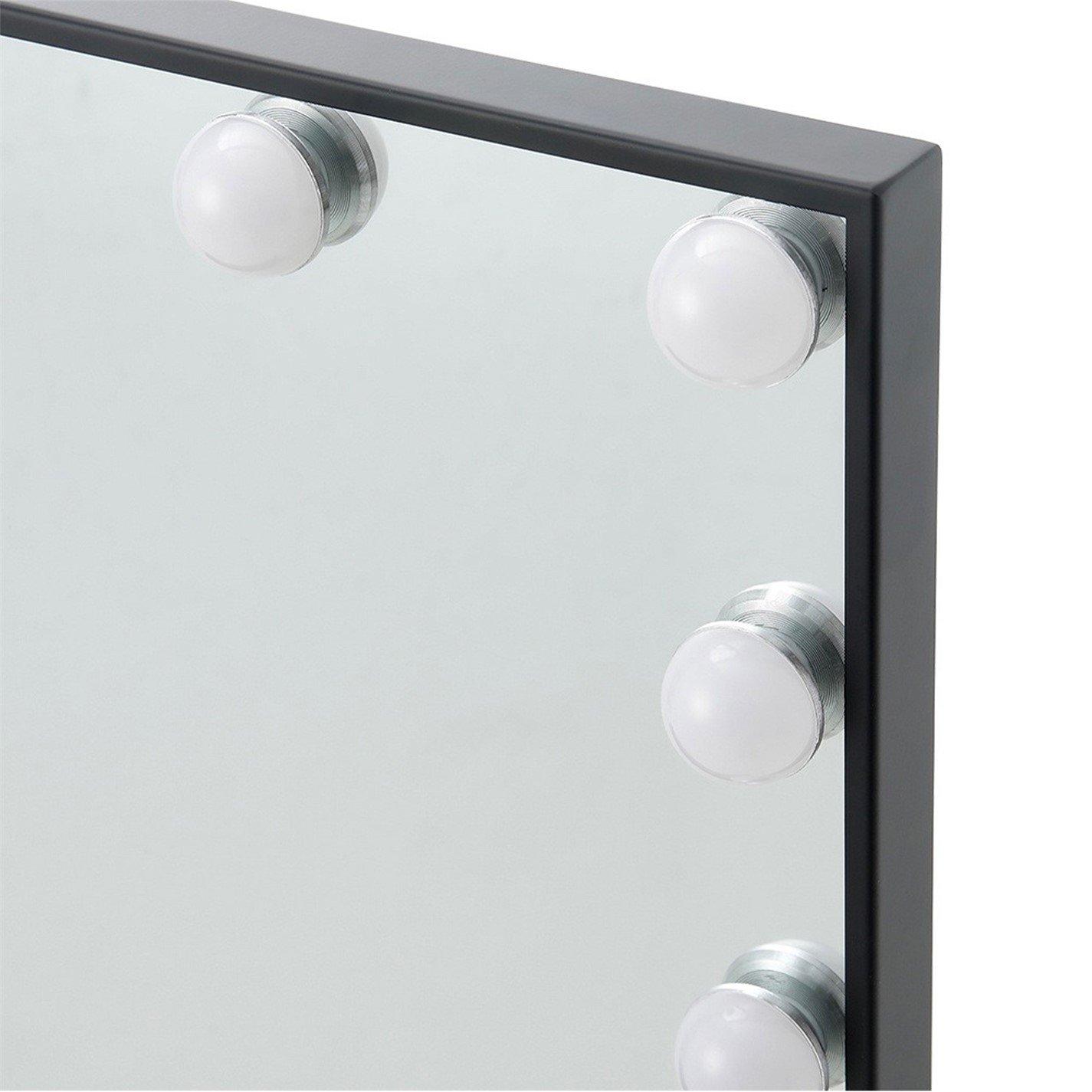 Black - Kabinet UK - Rectangular Makeup Mirror with 16 LED Bulbs - 5