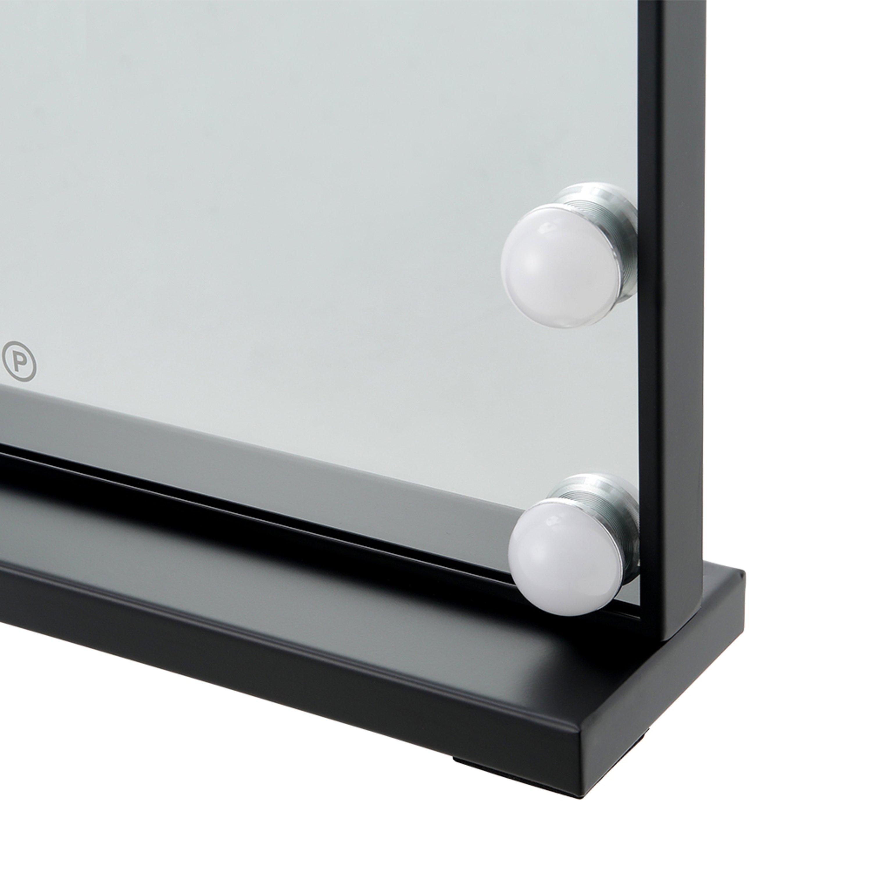 Black - Kabinet UK - Rectangular Makeup Mirror with 16 LED Bulbs - 10