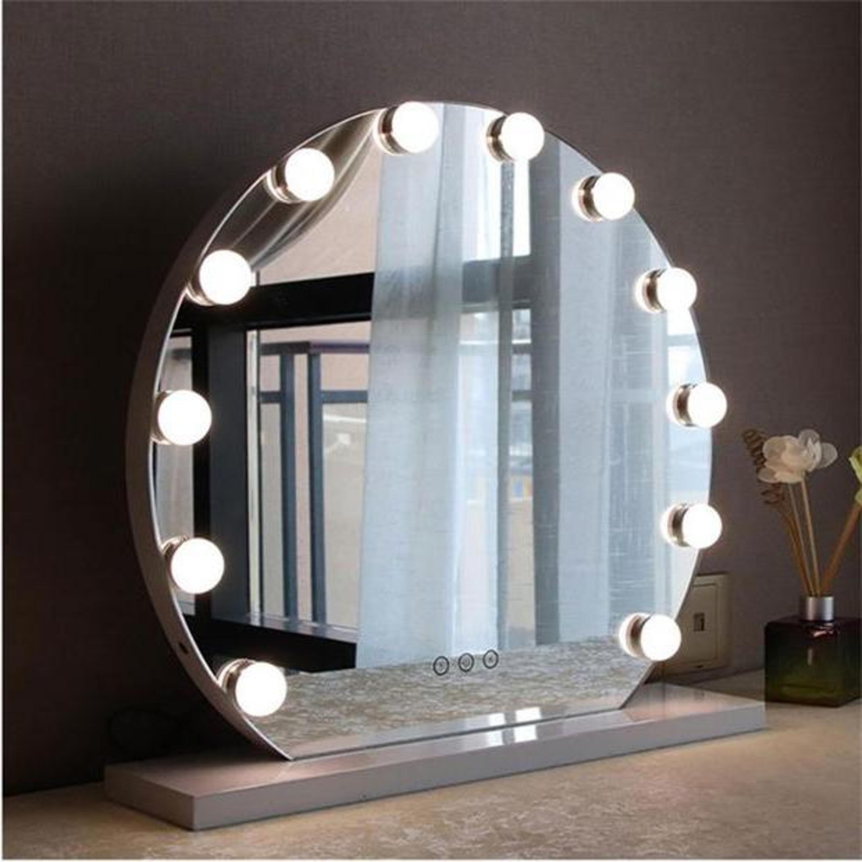White - Kabinet UK - Round Hollywood Makeup Mirror with White Base - 1