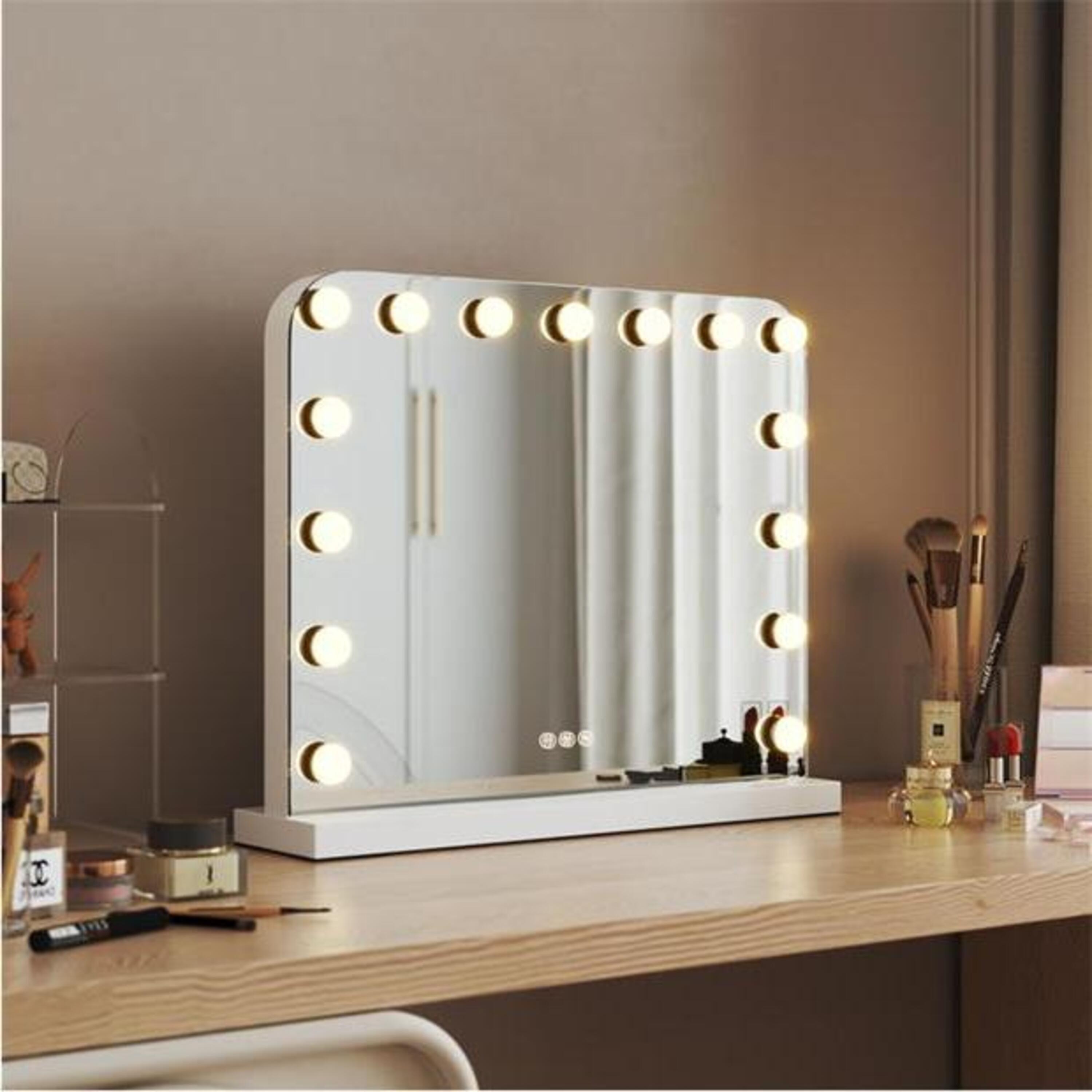 White - Kabinet UK - Rounded Rectangle Makeup Mirror with Base - 1