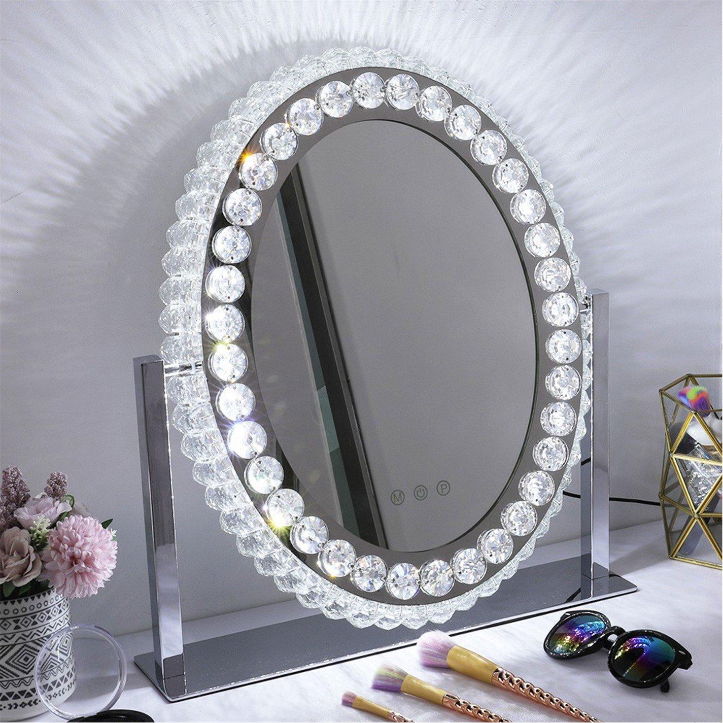 White - Kabinet UK - Oval Hollywood Makeup Mirror with Crystal Frame - 2