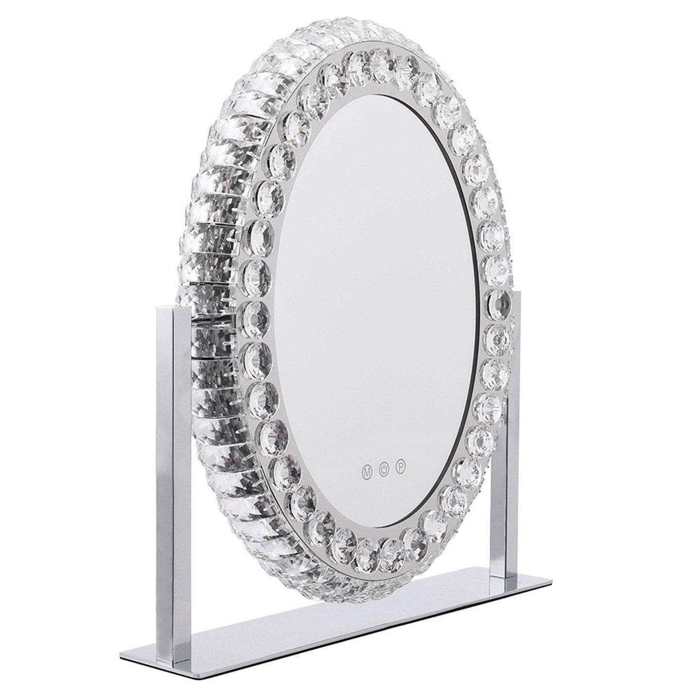 White - Kabinet UK - Oval Hollywood Makeup Mirror with Crystal Frame - 4