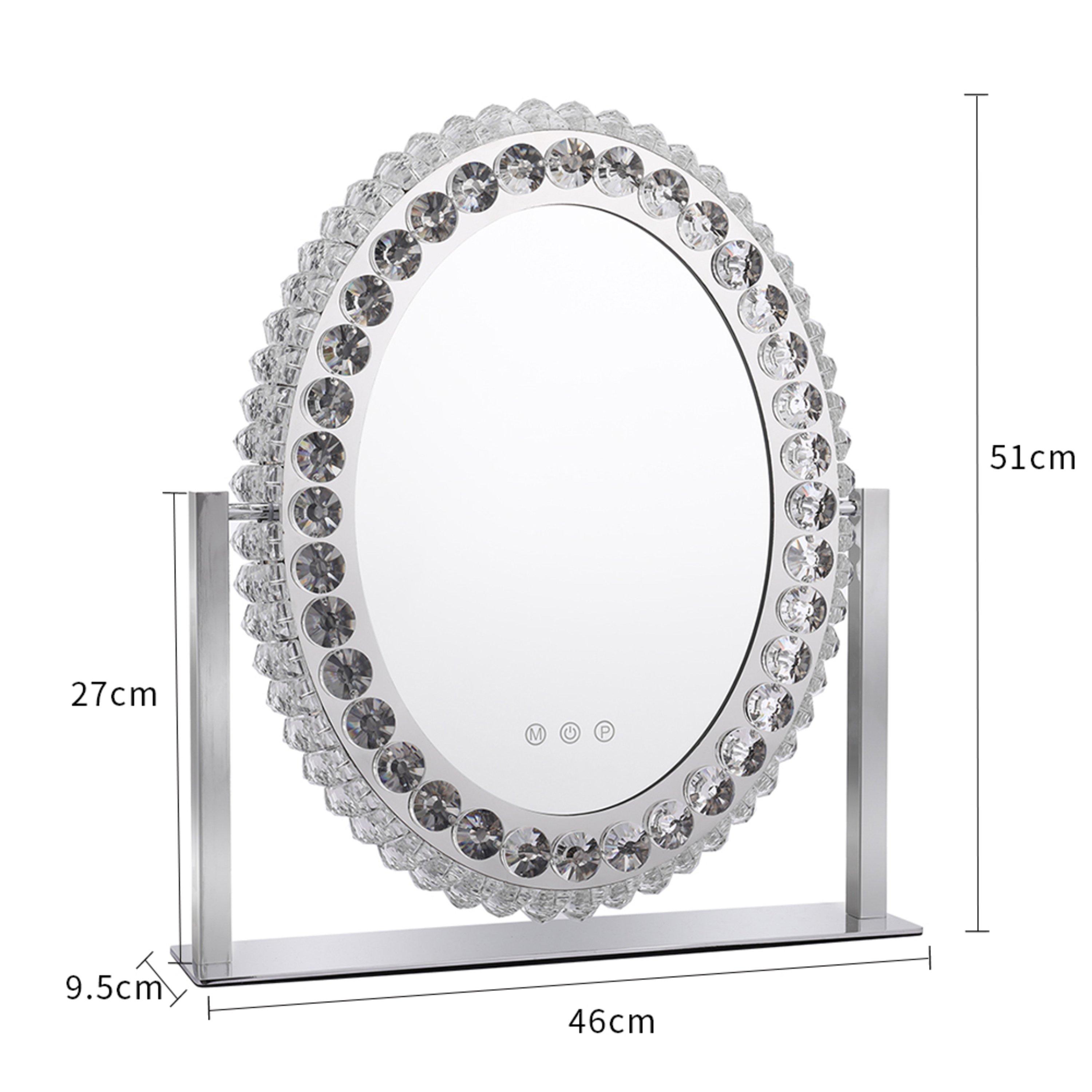 White - Kabinet UK - Oval Hollywood Makeup Mirror with Crystal Frame - 9