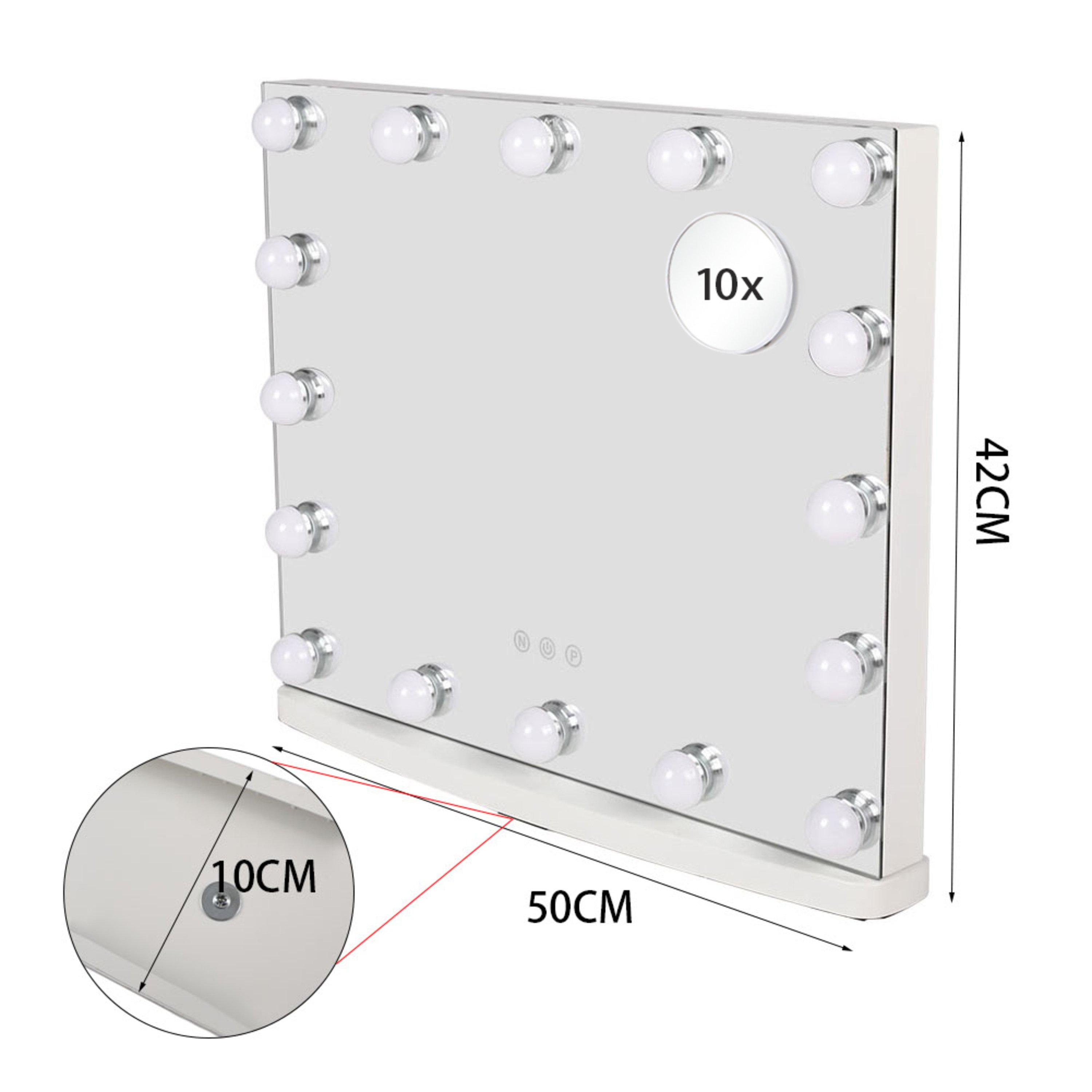 White - Kabinet UK - Rectangular Hollywood Makeup Mirror with LED Light - 12