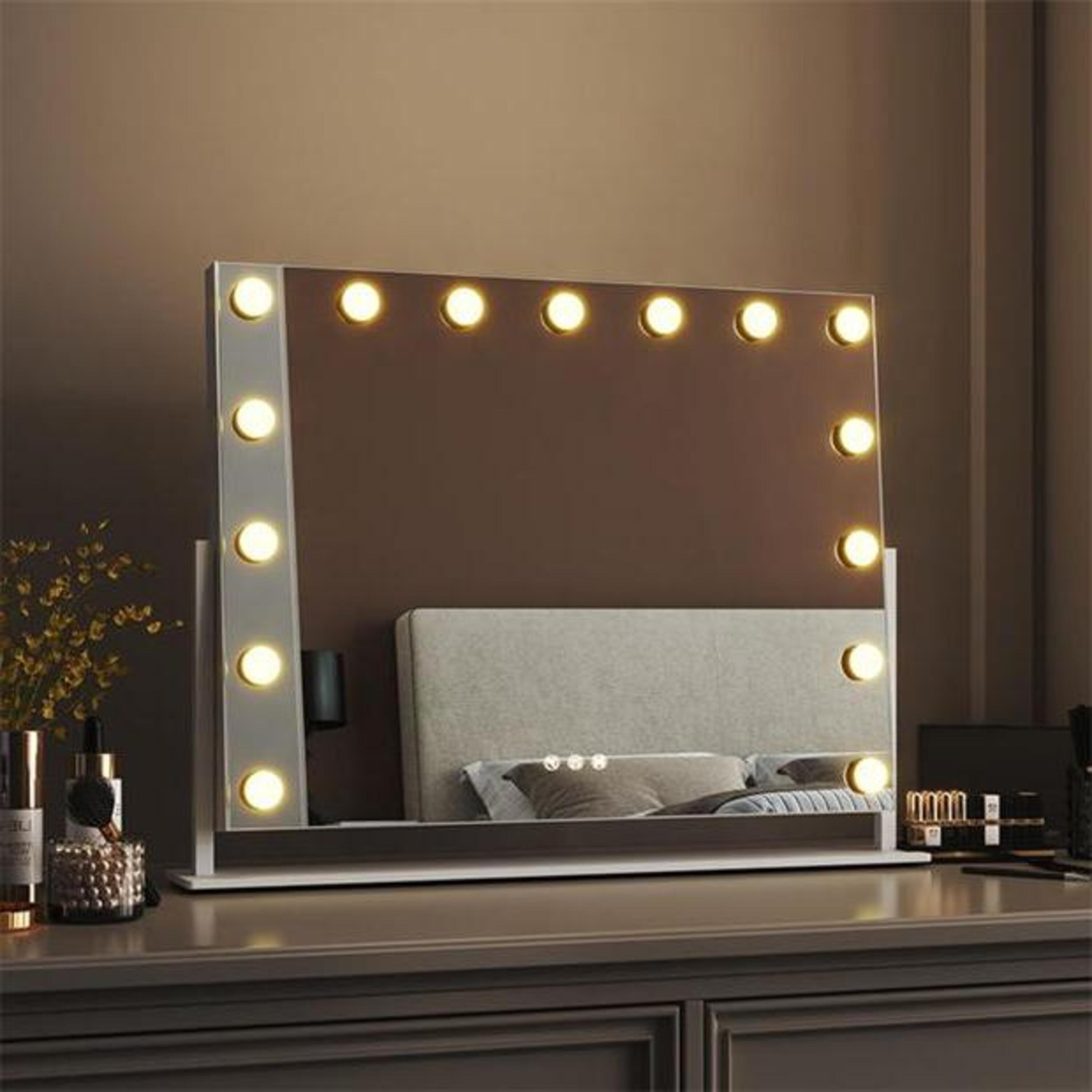 Gold - Kabinet UK - Rotating Rectangular Hollywood Makeup Mirror Gold - 2