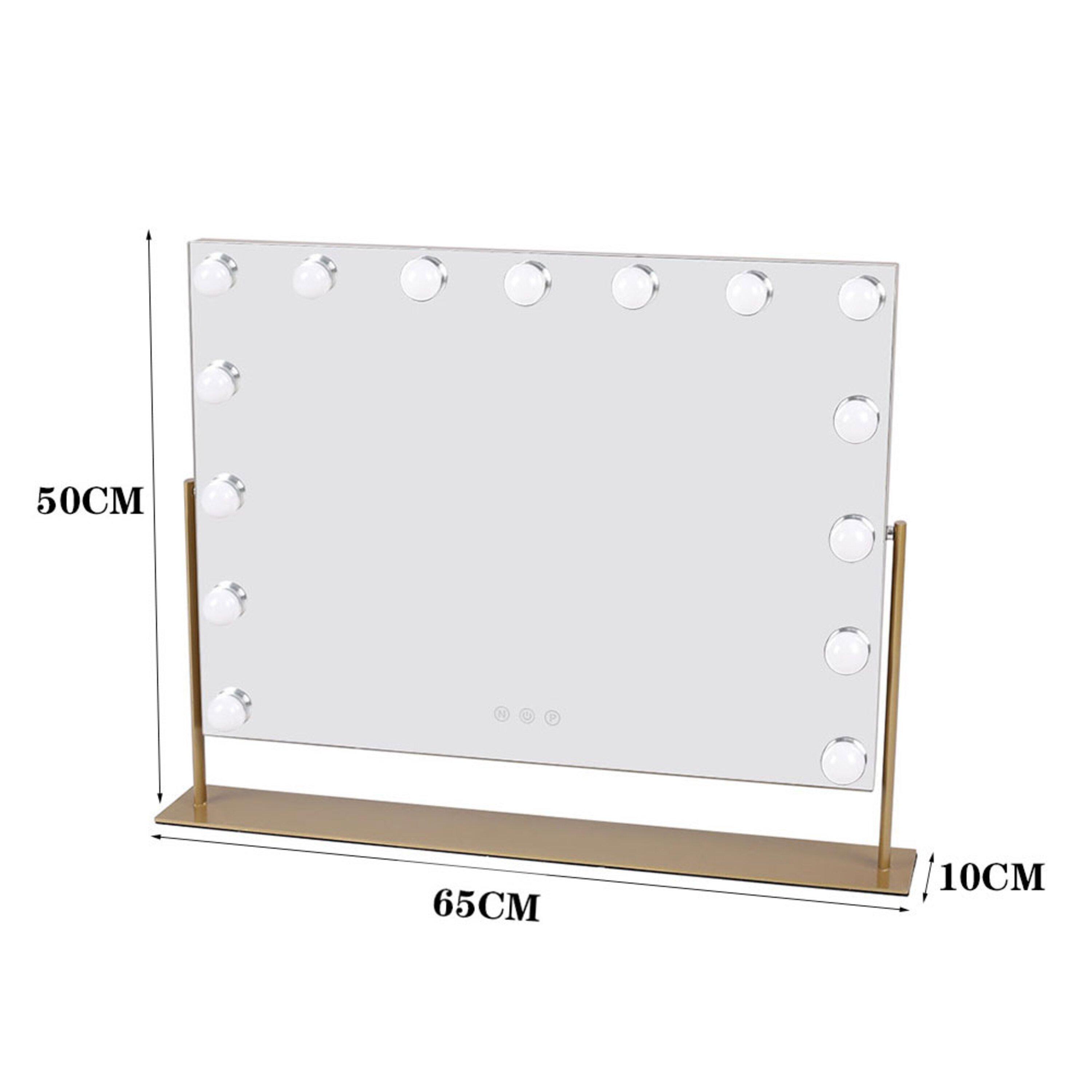 Gold - Kabinet UK - Rotating Rectangular Hollywood Makeup Mirror Gold - 11