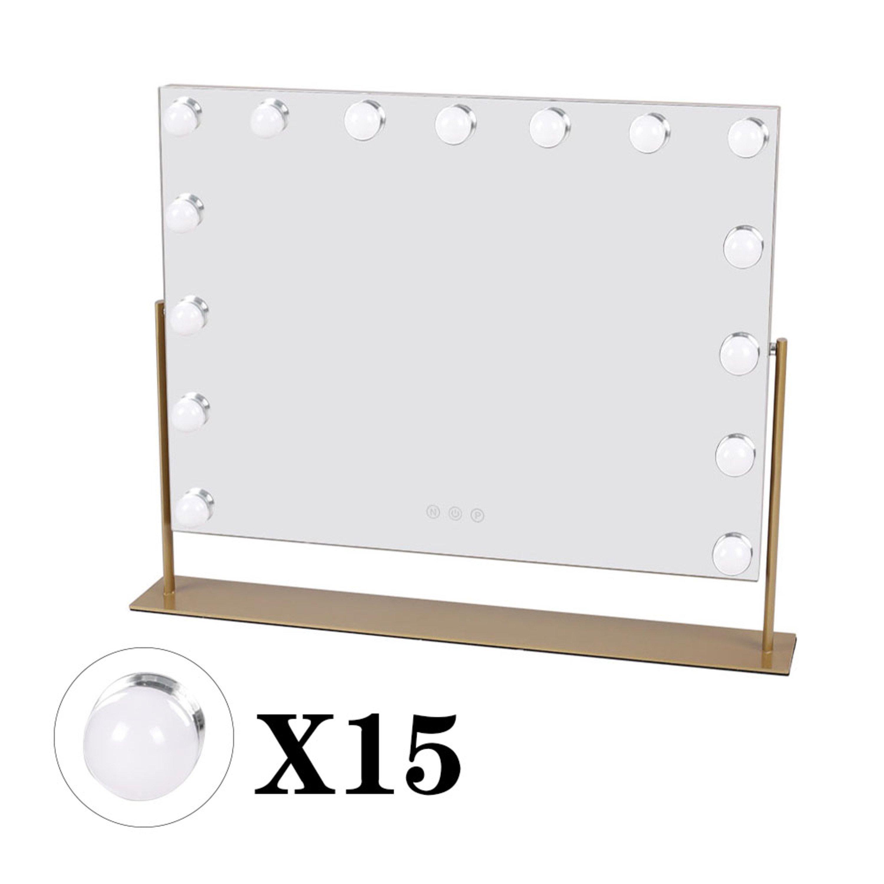 Gold - Kabinet UK - Rotating Rectangular Hollywood Makeup Mirror Gold - 3