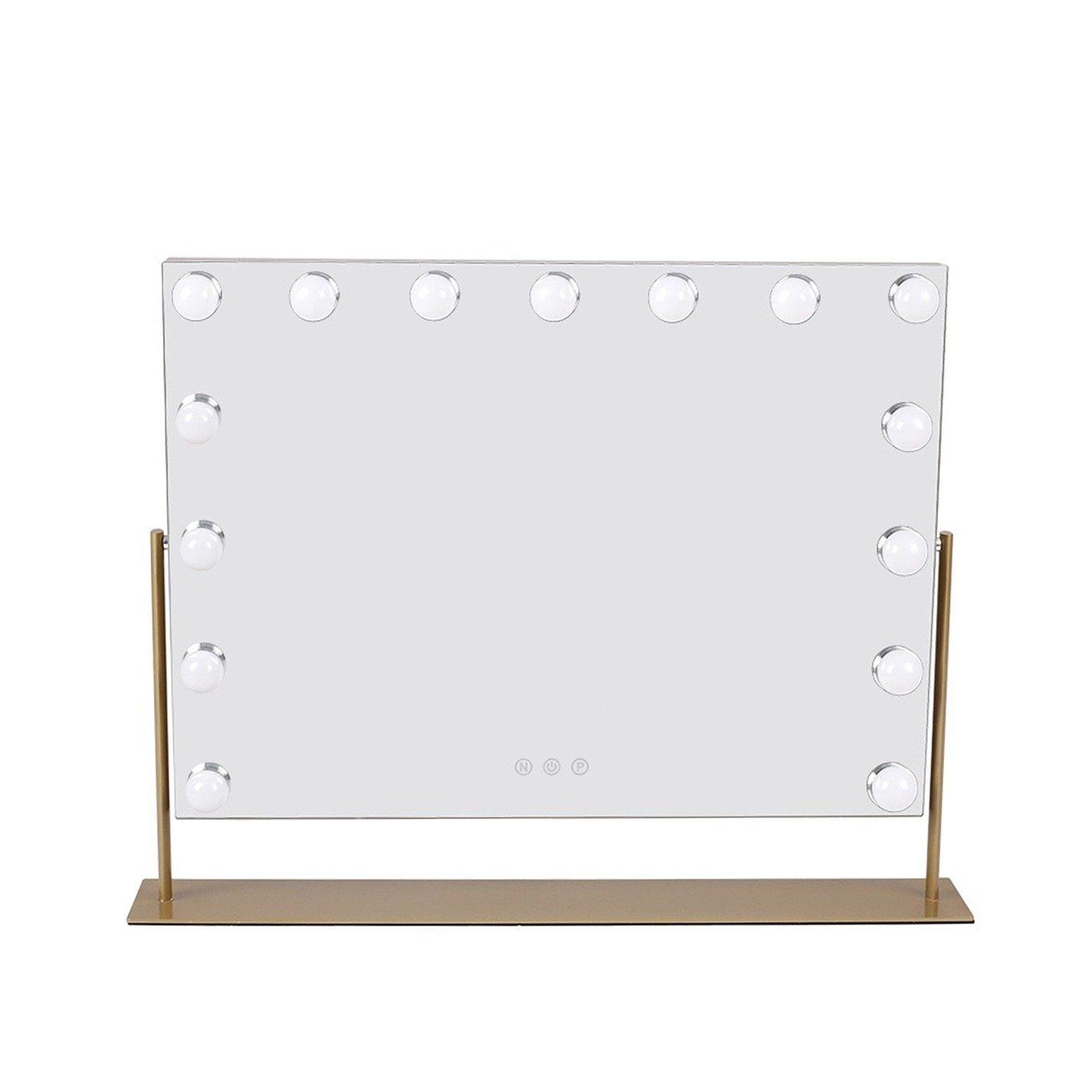 Gold - Kabinet UK - Rotating Rectangular Hollywood Makeup Mirror Gold - 4