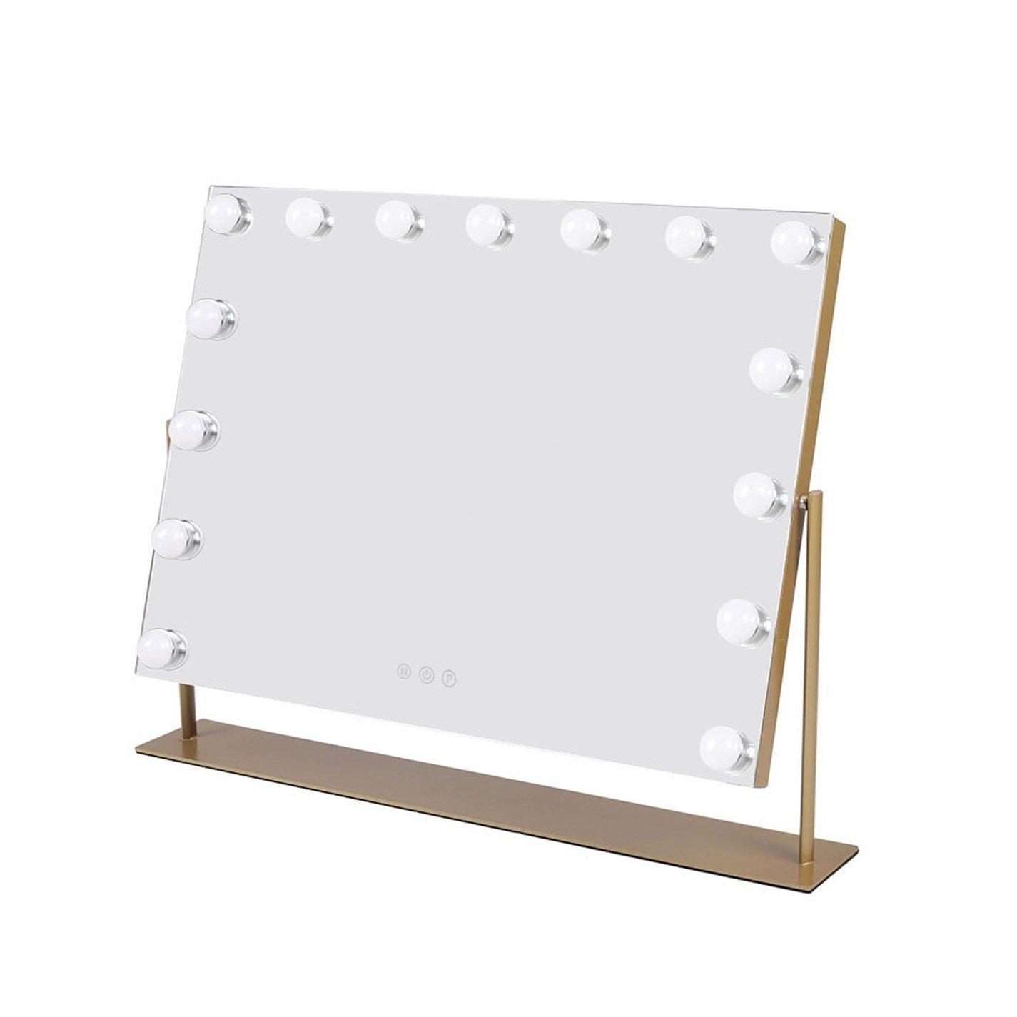 Gold - Kabinet UK - Rotating Rectangular Hollywood Makeup Mirror Gold - 5