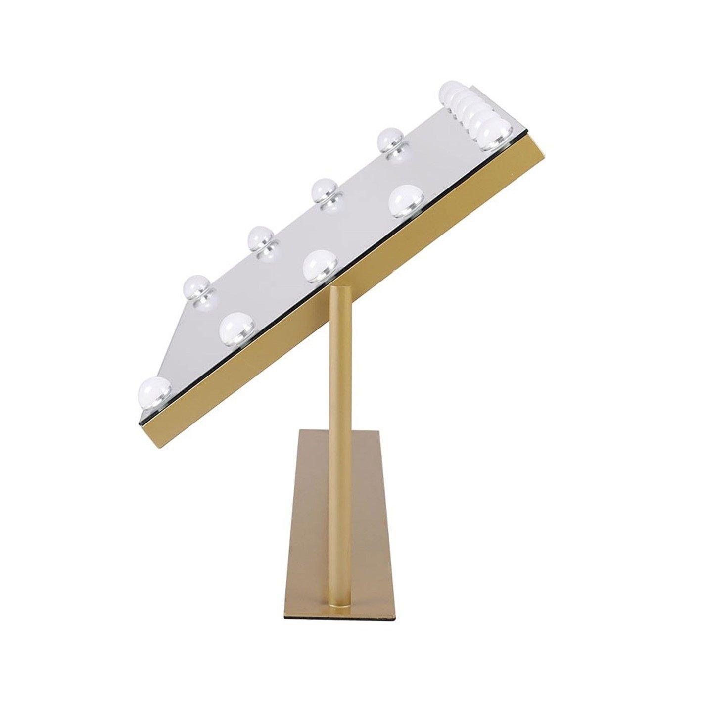 Gold - Kabinet UK - Rotating Rectangular Hollywood Makeup Mirror Gold - 6