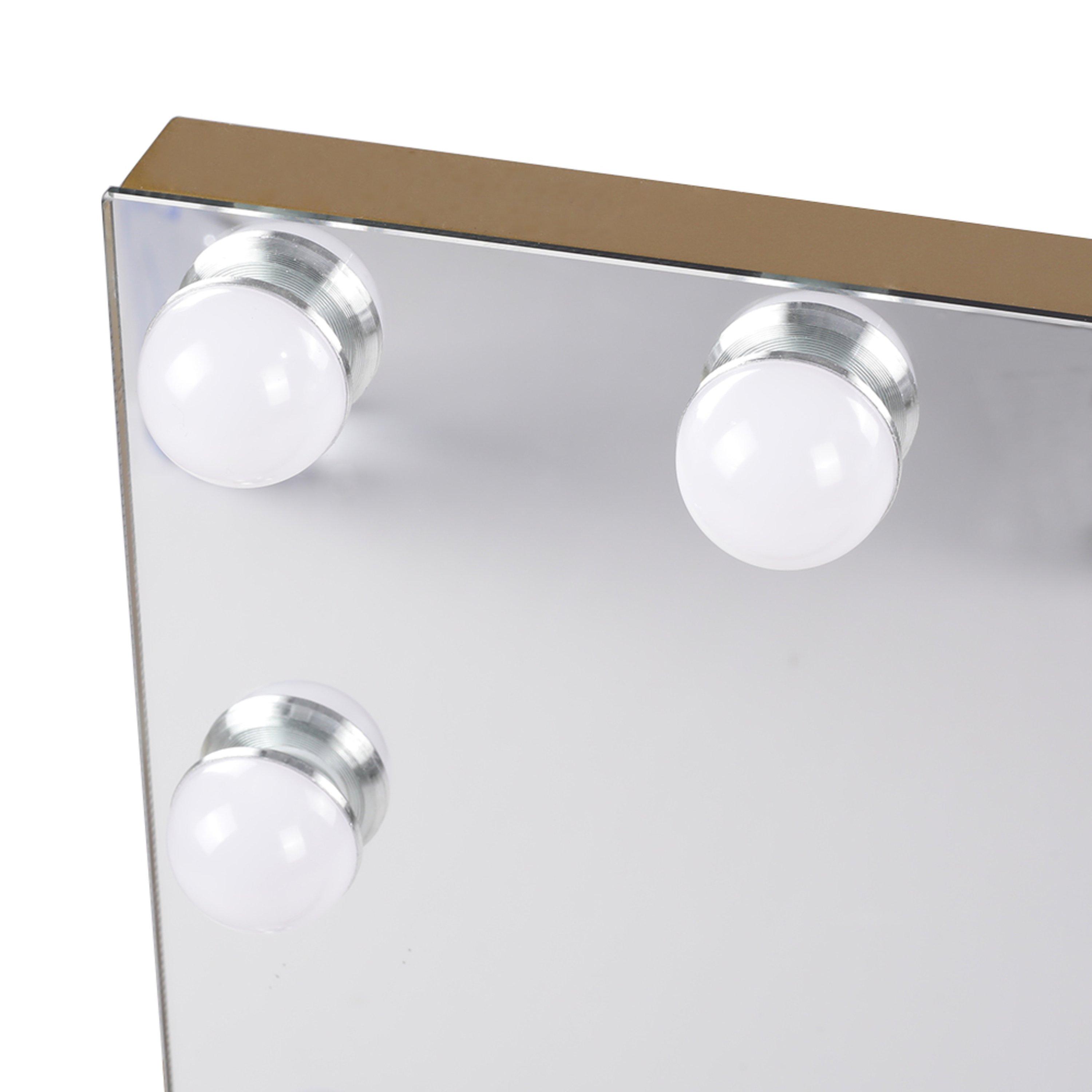 Gold - Kabinet UK - Rotating Rectangular Hollywood Makeup Mirror Gold - 8