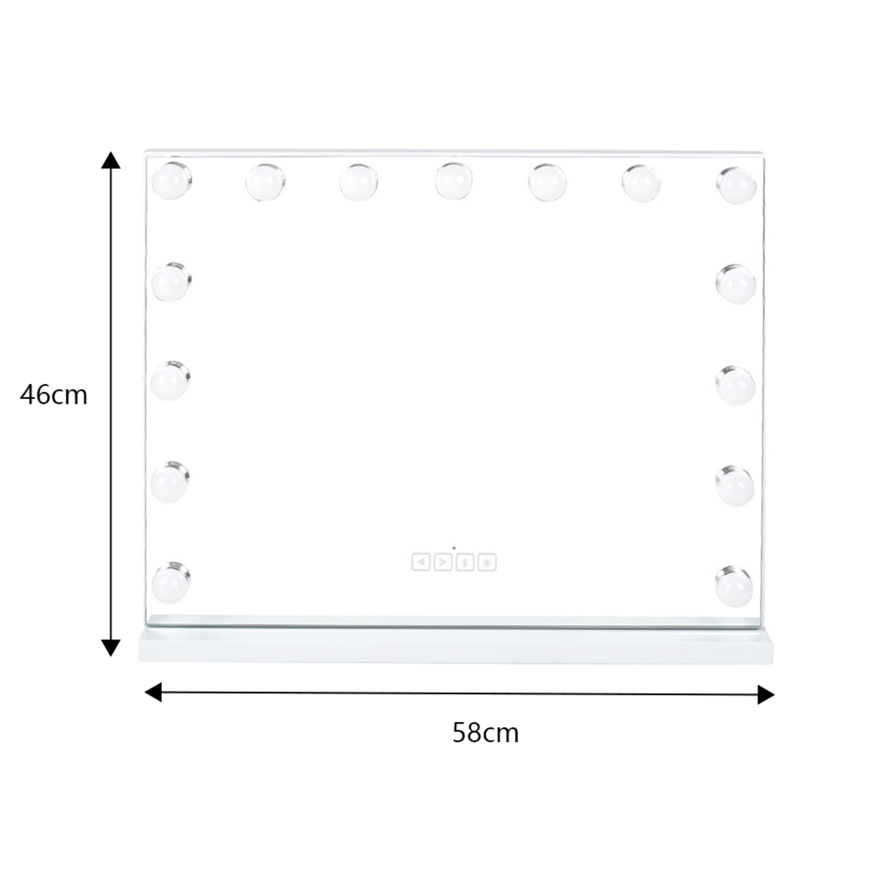White - Kabinet UK - Rectangular Hollywood Makeup Mirror with Bluetooth - 12