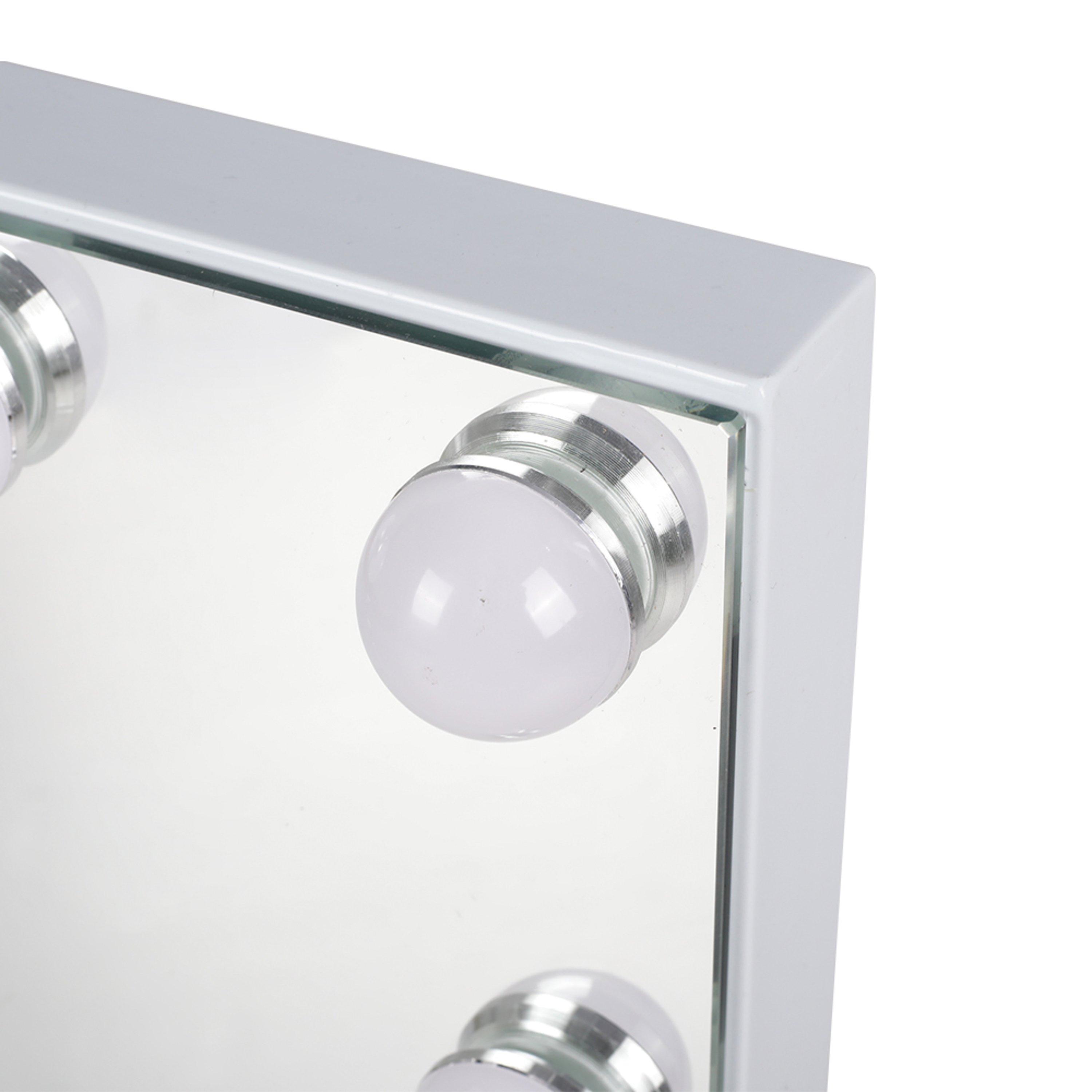 White - Kabinet UK - Rectangular Hollywood Makeup Mirror with Bluetooth - 8