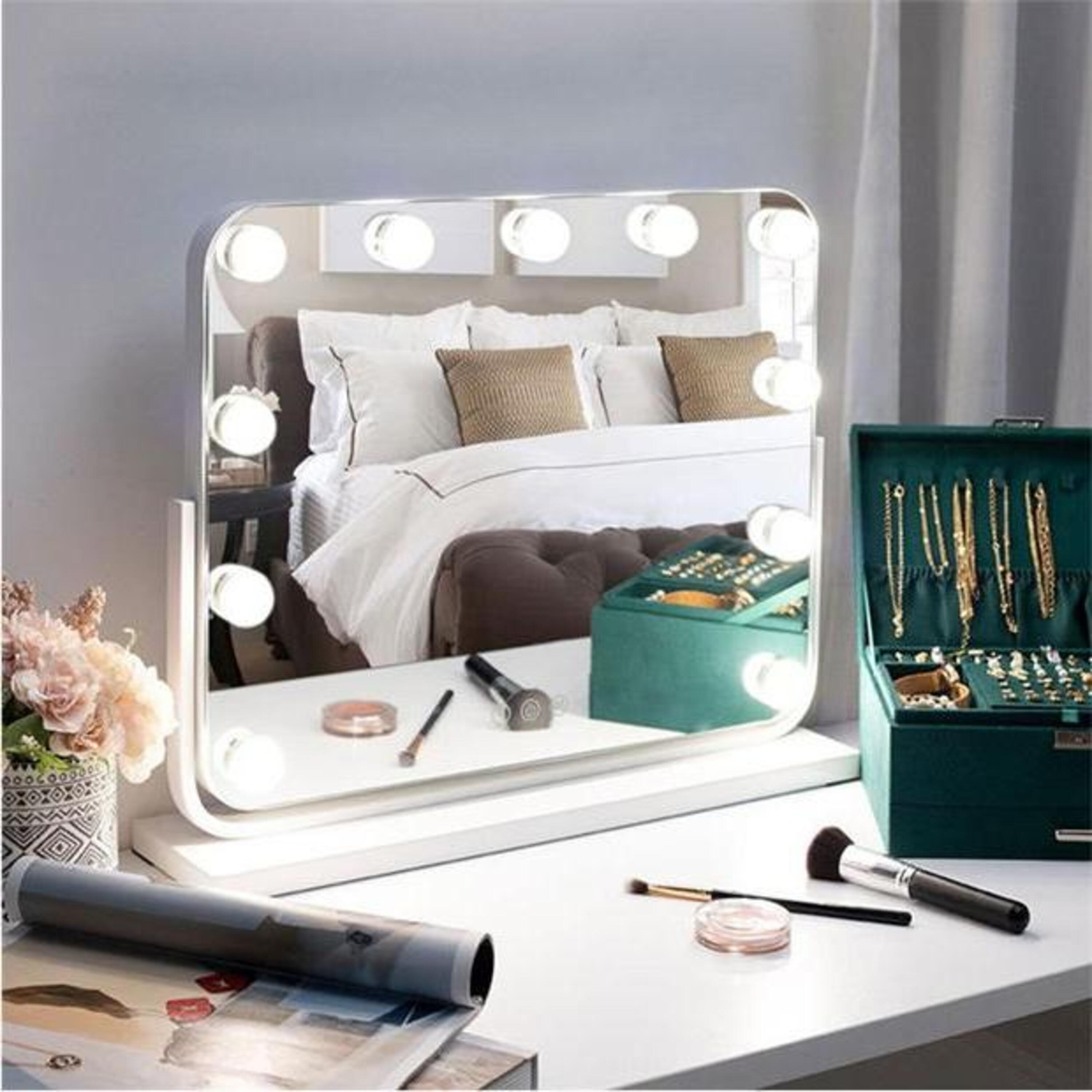 White - Kabinet UK - Rotating Rectangular Mirror with 11 Bulbs - 2