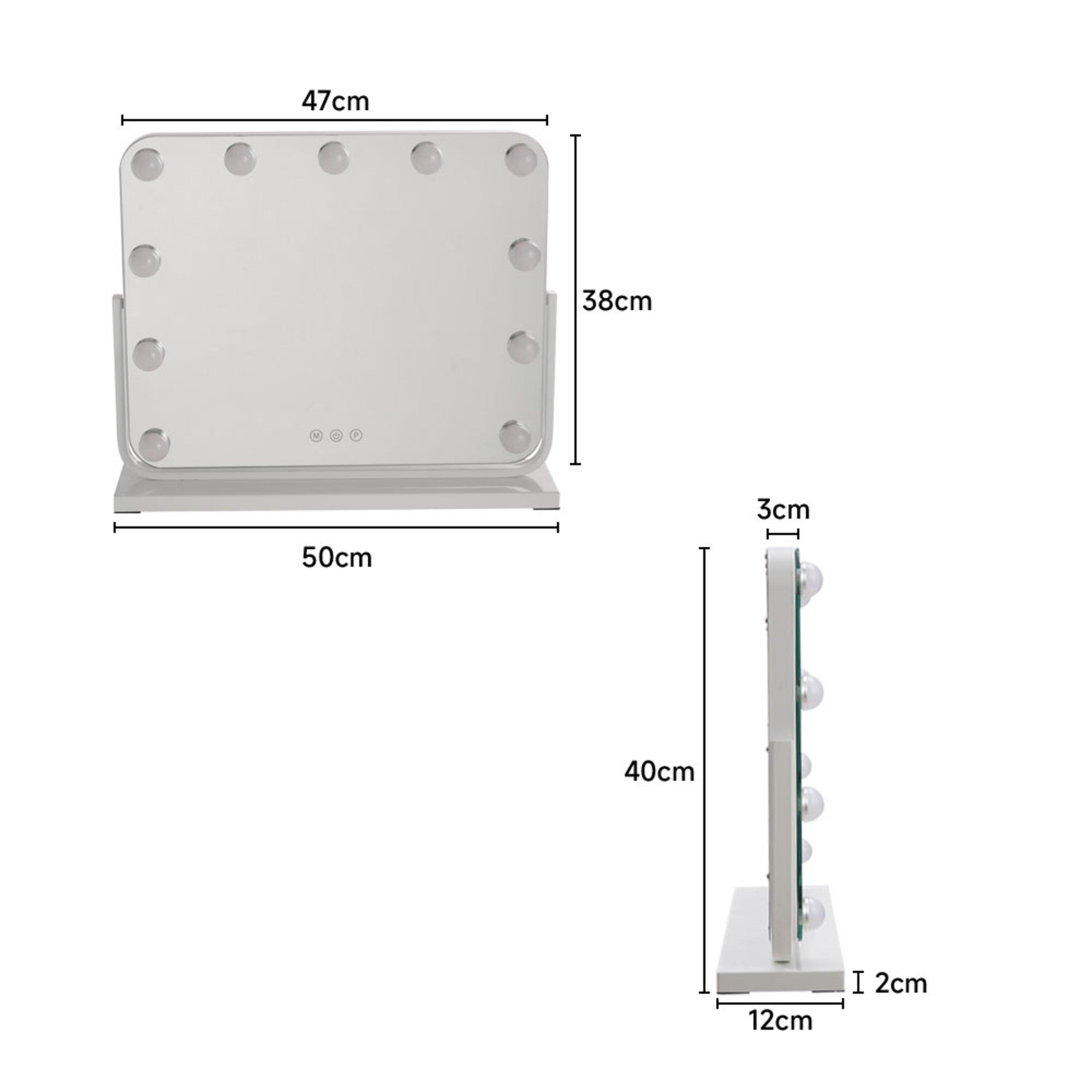White - Kabinet UK - Rotating Rectangular Mirror with 11 Bulbs - 12