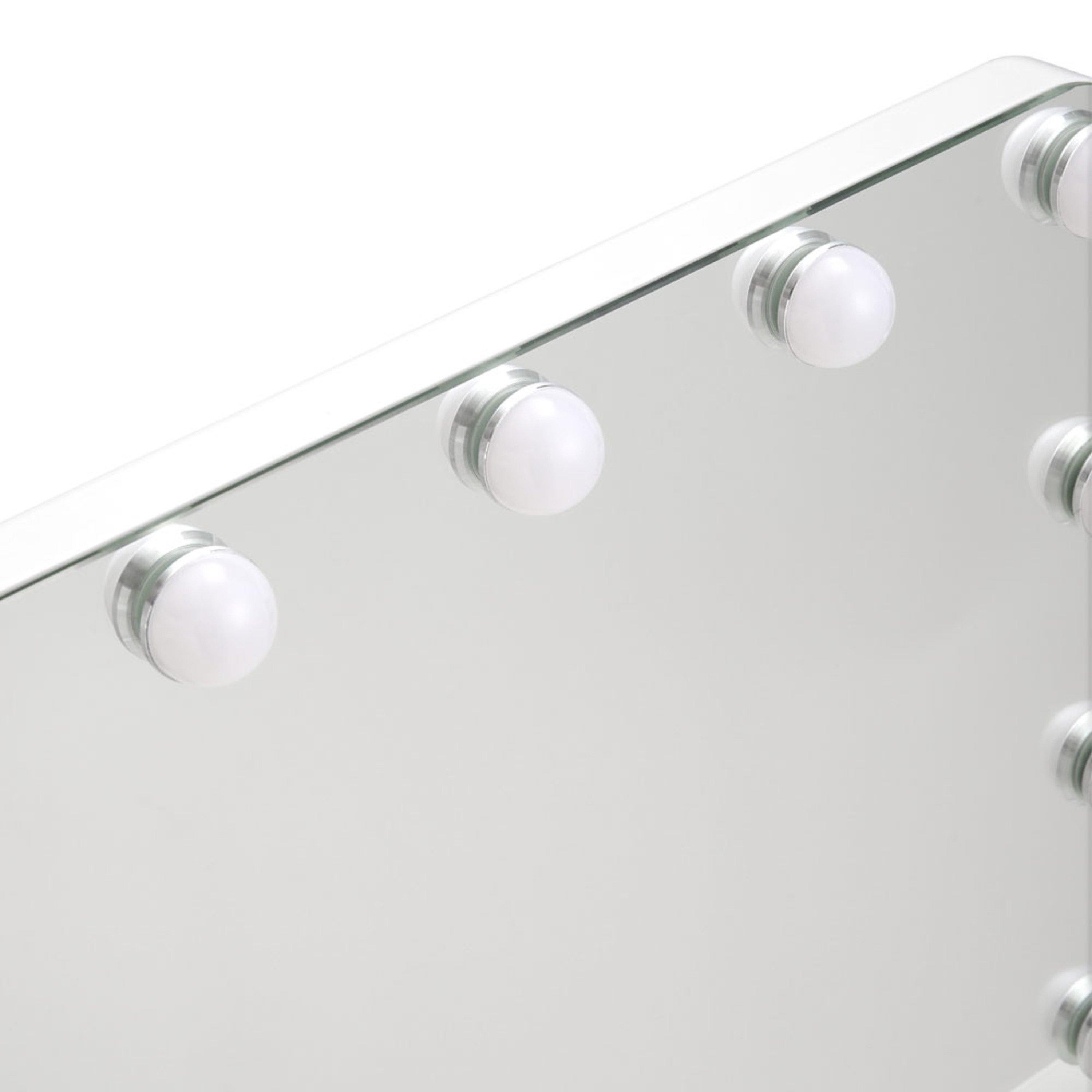 White - Kabinet UK - Rotating Rectangular Mirror with 11 Bulbs - 8