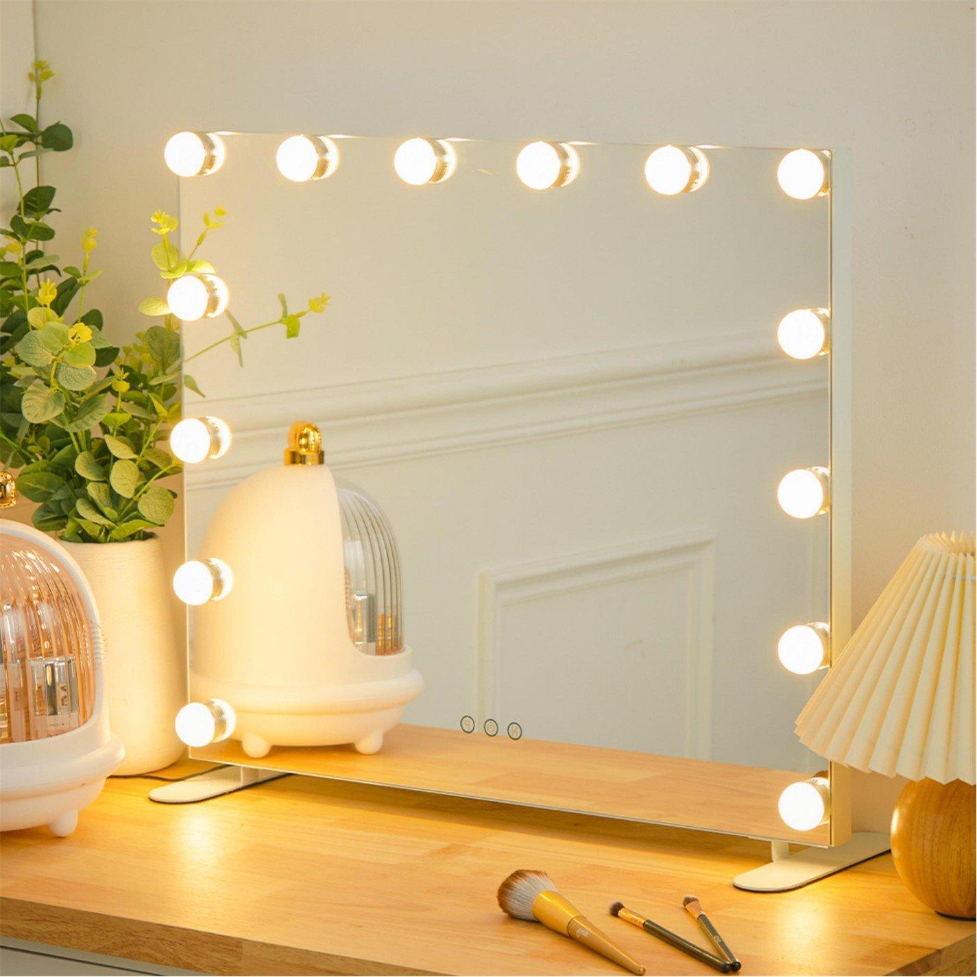 White - Kabinet UK - Rectangular Hollywood Makeup Mirror with Stand - 2