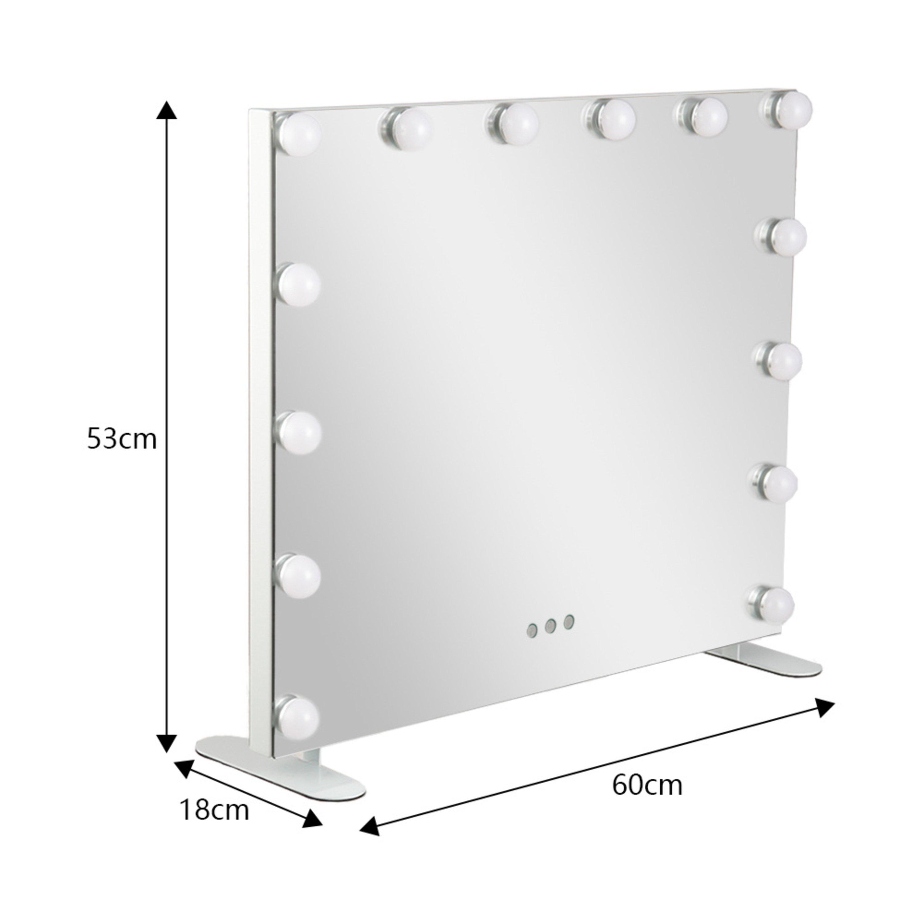 White - Kabinet UK - Rectangular Hollywood Makeup Mirror with Stand - 12
