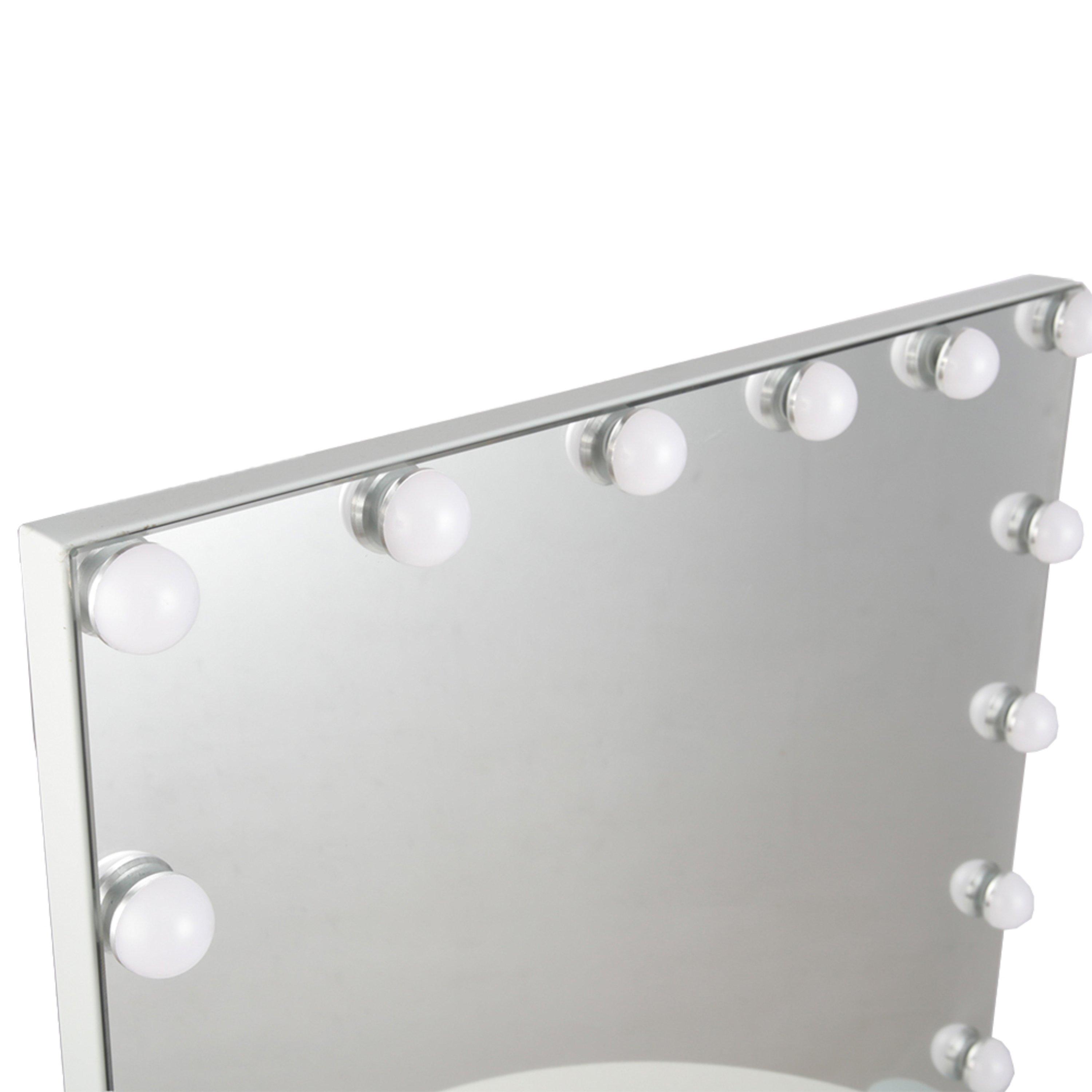 White - Kabinet UK - Rectangular Hollywood Makeup Mirror with Stand - 8
