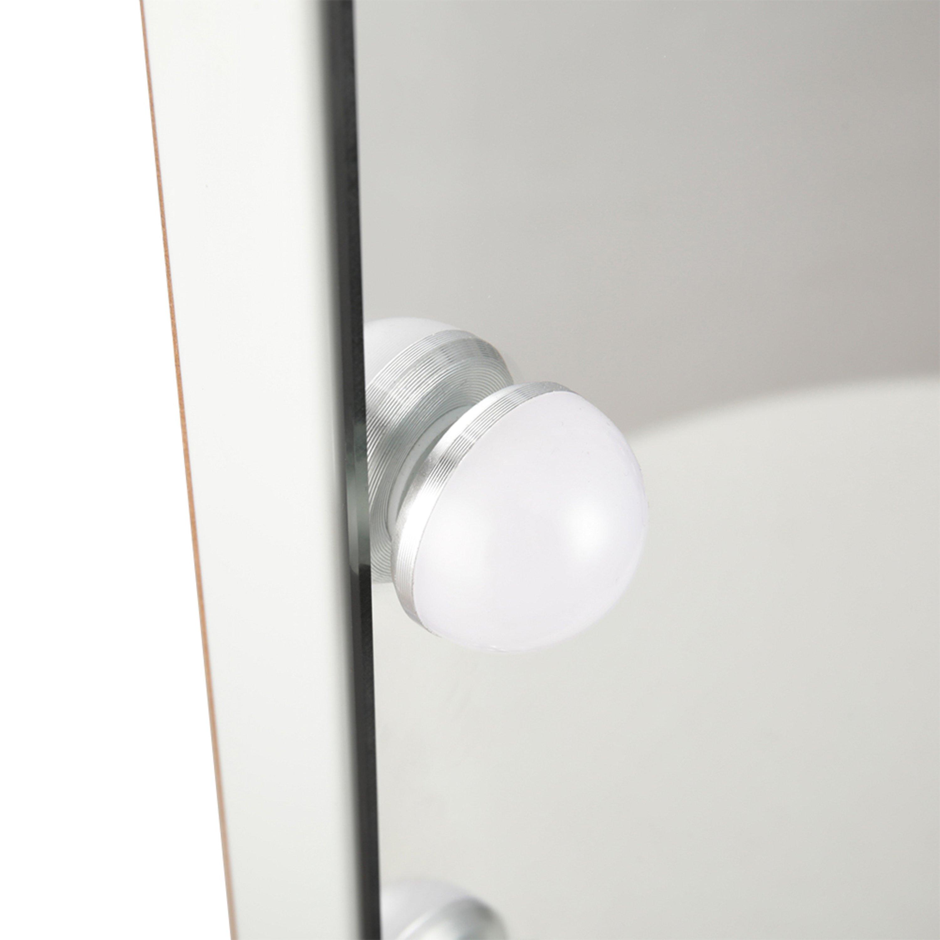 White - Kabinet UK - Rectangular Hollywood Makeup Mirror with Stand - 9