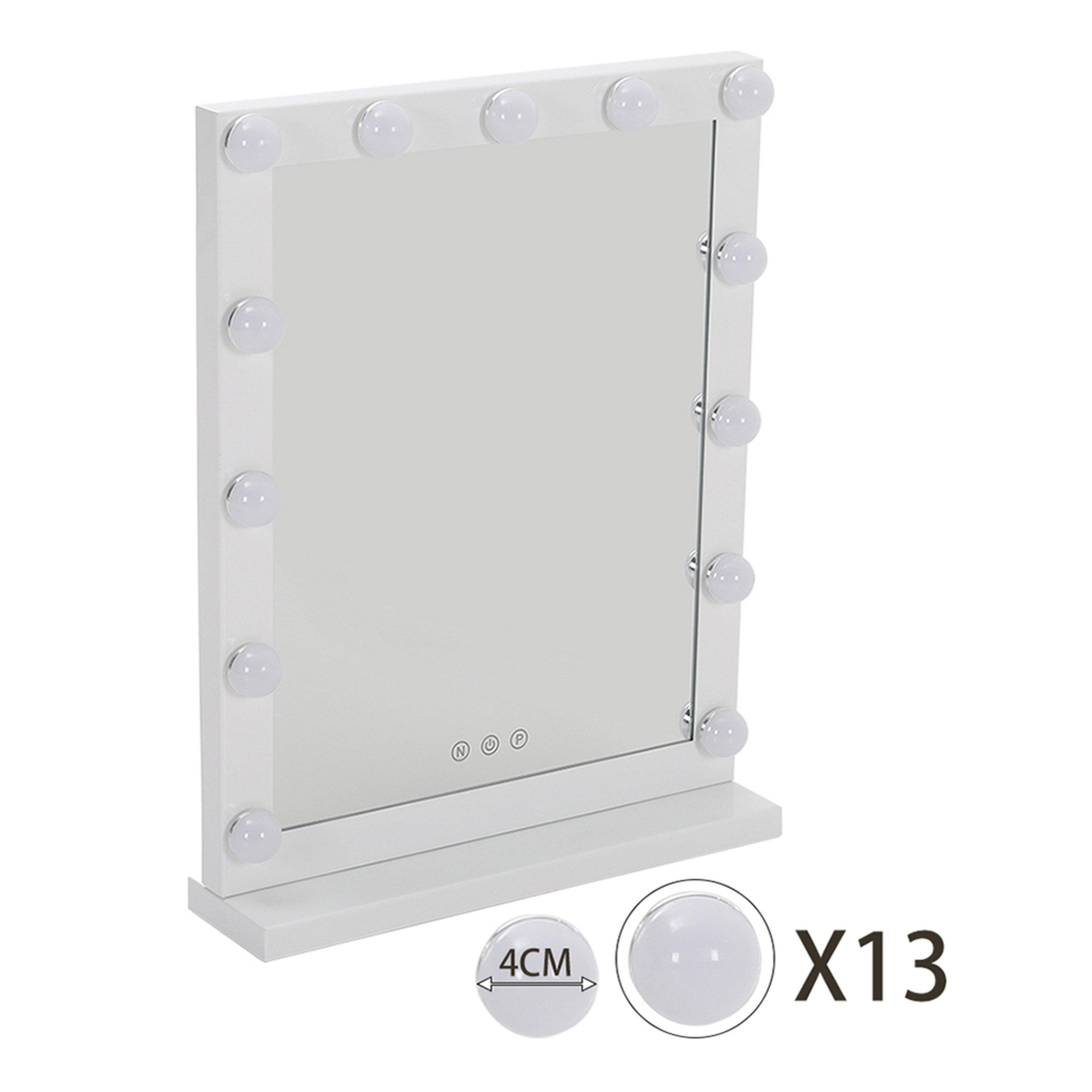 White - Kabinet UK - White Framed Rectangular Makeup Mirror 40x52 CM - 9