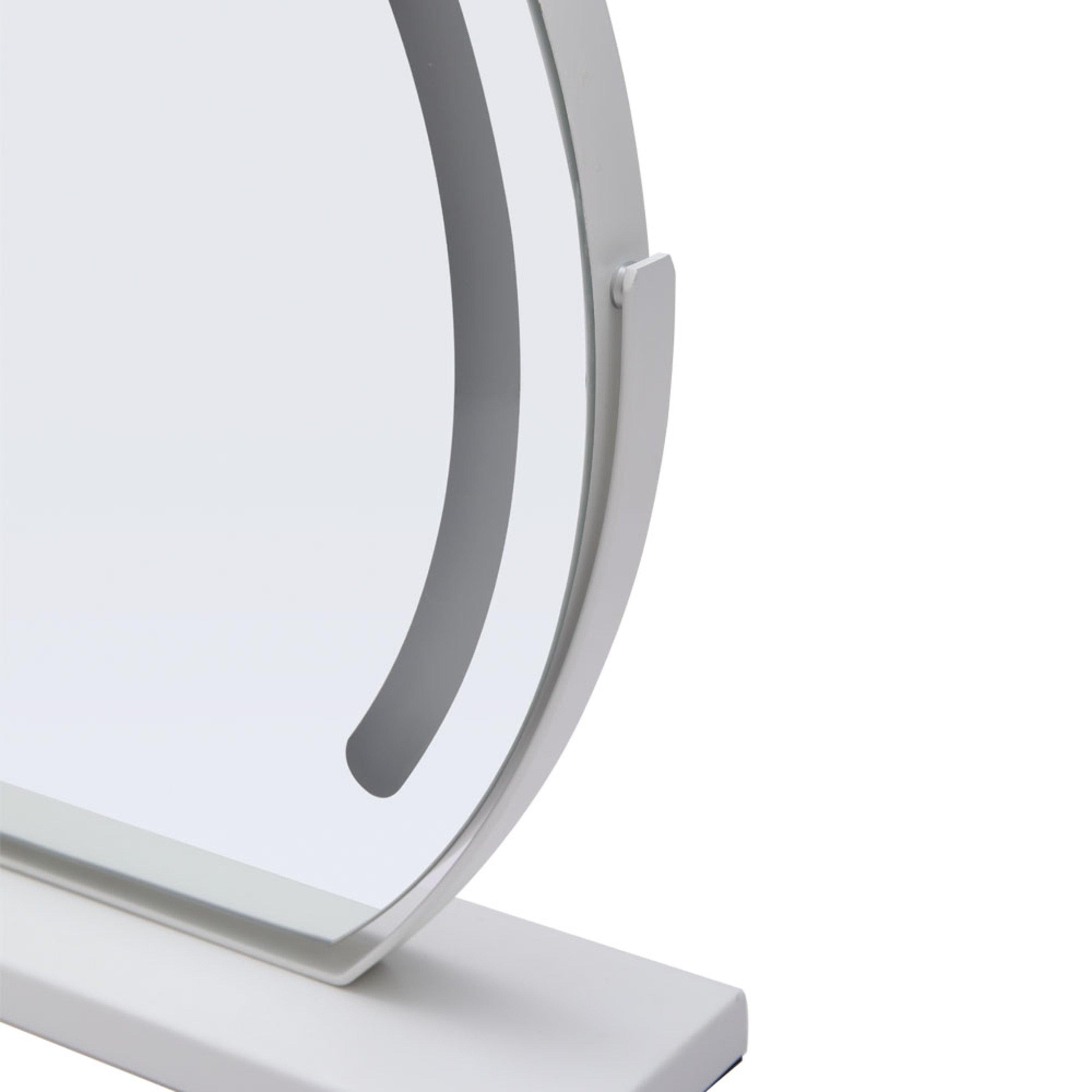 White - Kabinet UK - Round Makeup Mirror with LED Light and Base - 11