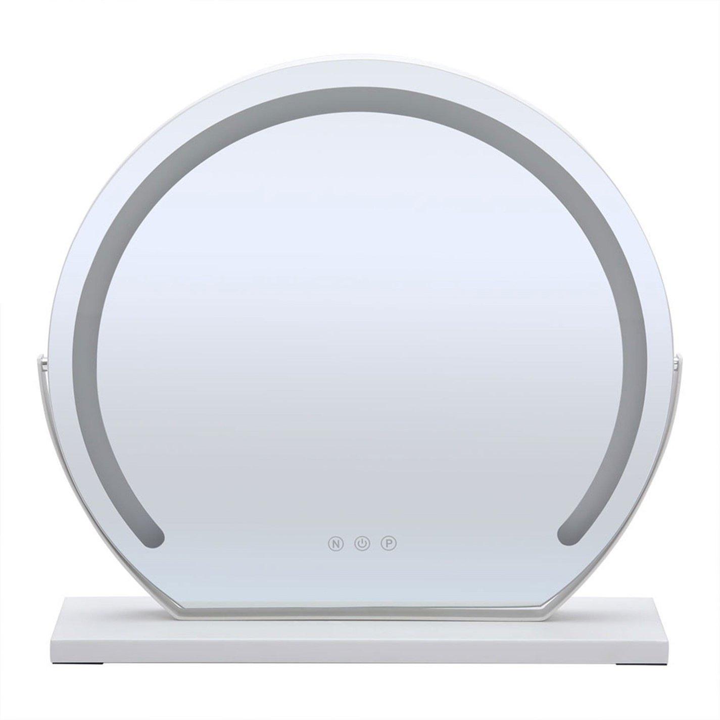 White - Kabinet UK - Round Makeup Mirror with LED Light and Base - 3