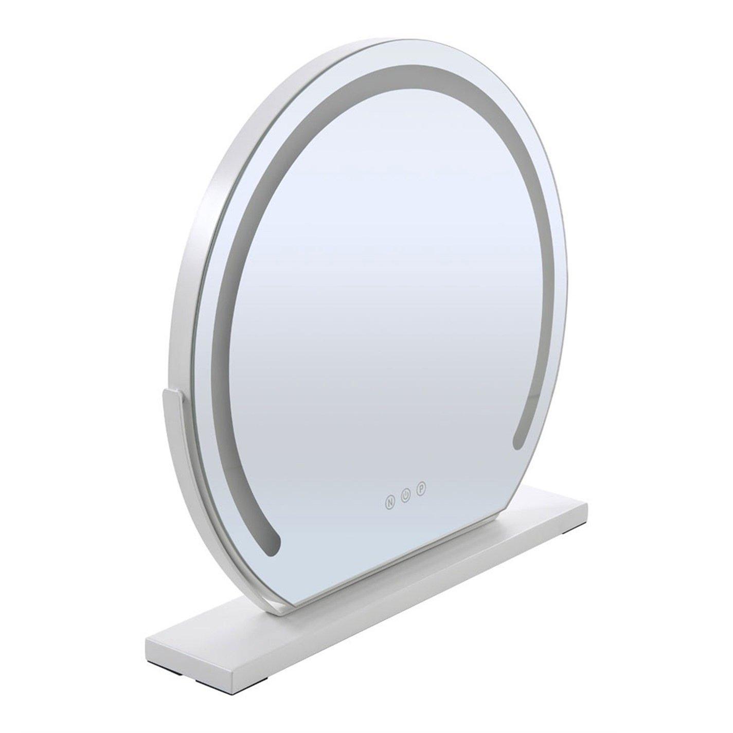 White - Kabinet UK - Round Makeup Mirror with LED Light and Base - 4