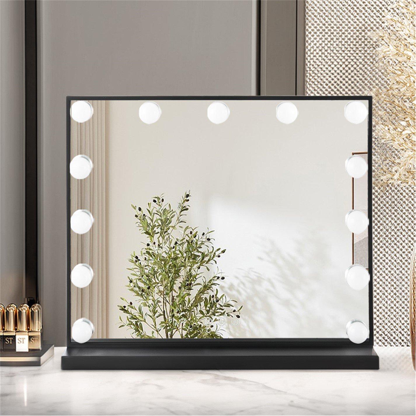 Black - Kabinet UK - Rectangular Makeup Mirror with 13 LED Bulbs - 2