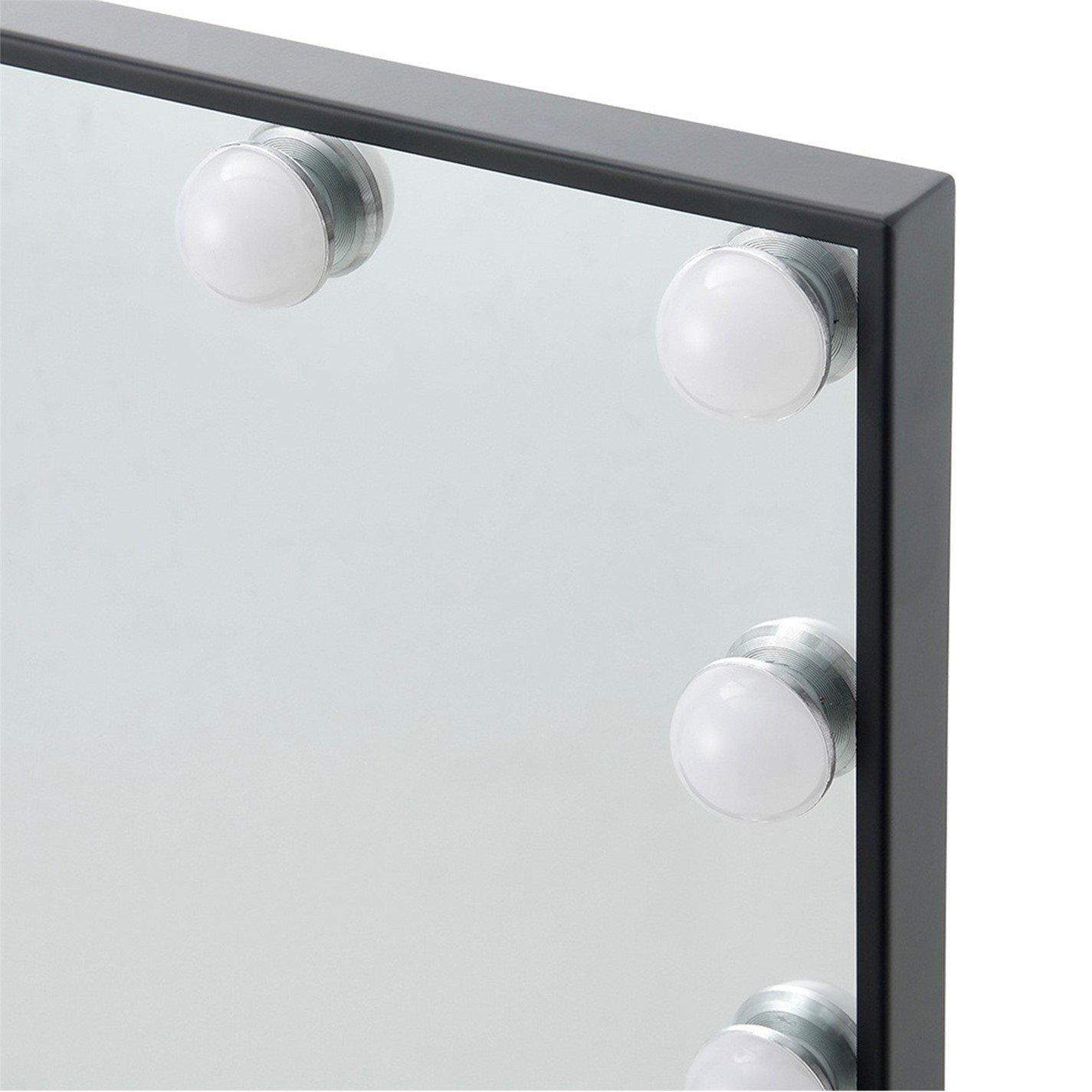 Black - Kabinet UK - Rectangular Makeup Mirror with 13 LED Bulbs - 7