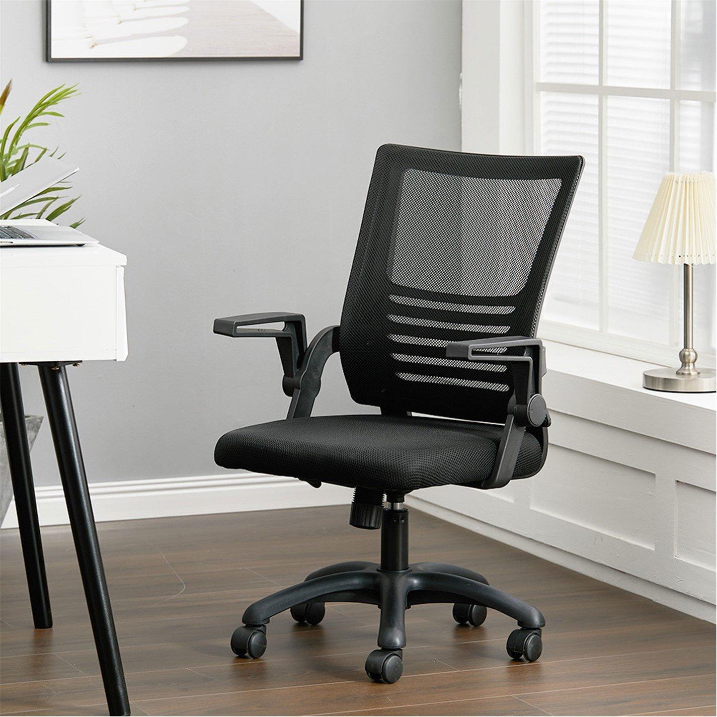 Black - Kabinet UK - Hollow Grid Design Swivel Office Chair Black - 2