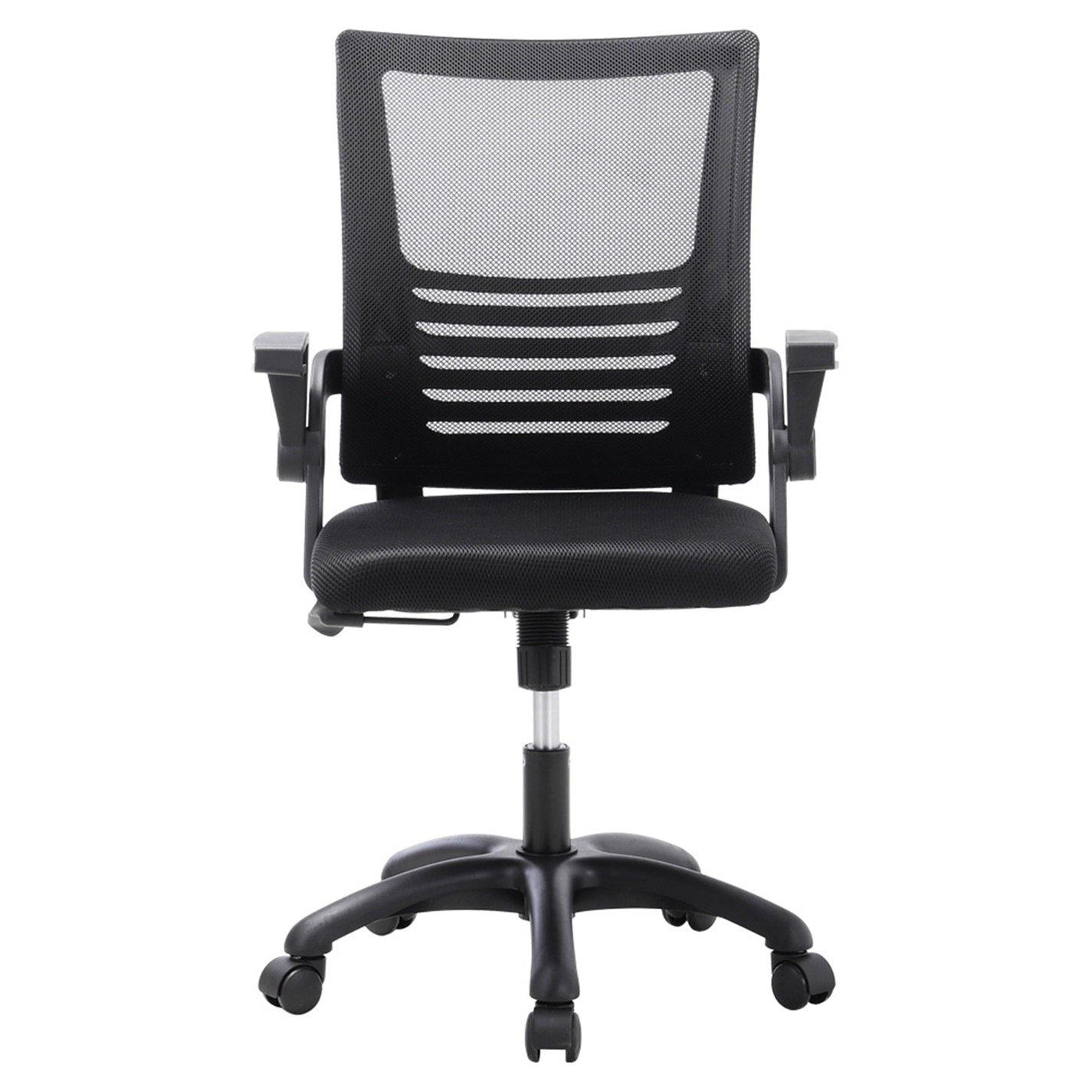 Black - Kabinet UK - Hollow Grid Design Swivel Office Chair Black - 5