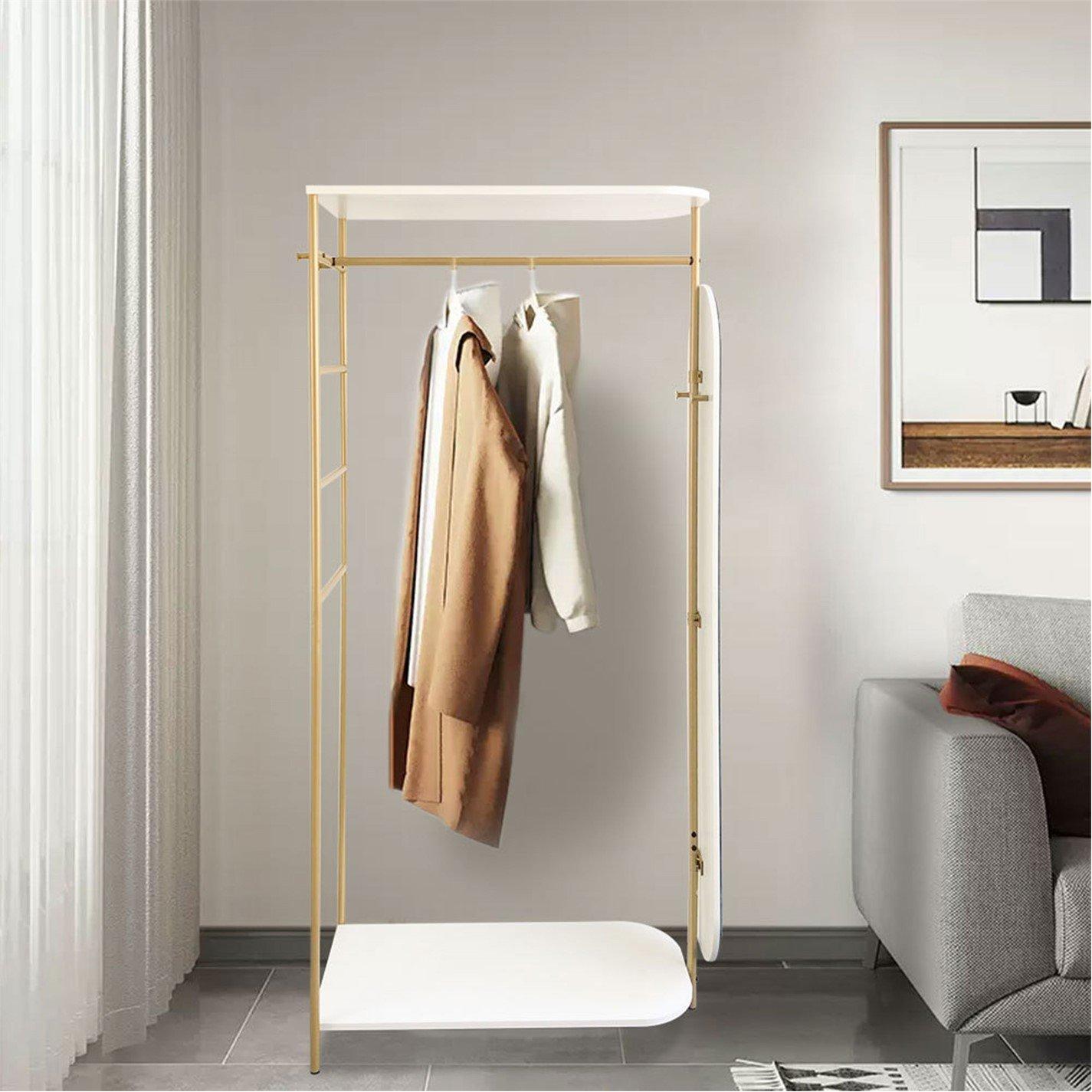 Gold - Kabinet UK - Metal Clothes Rack with Full-Length Mirror - 1