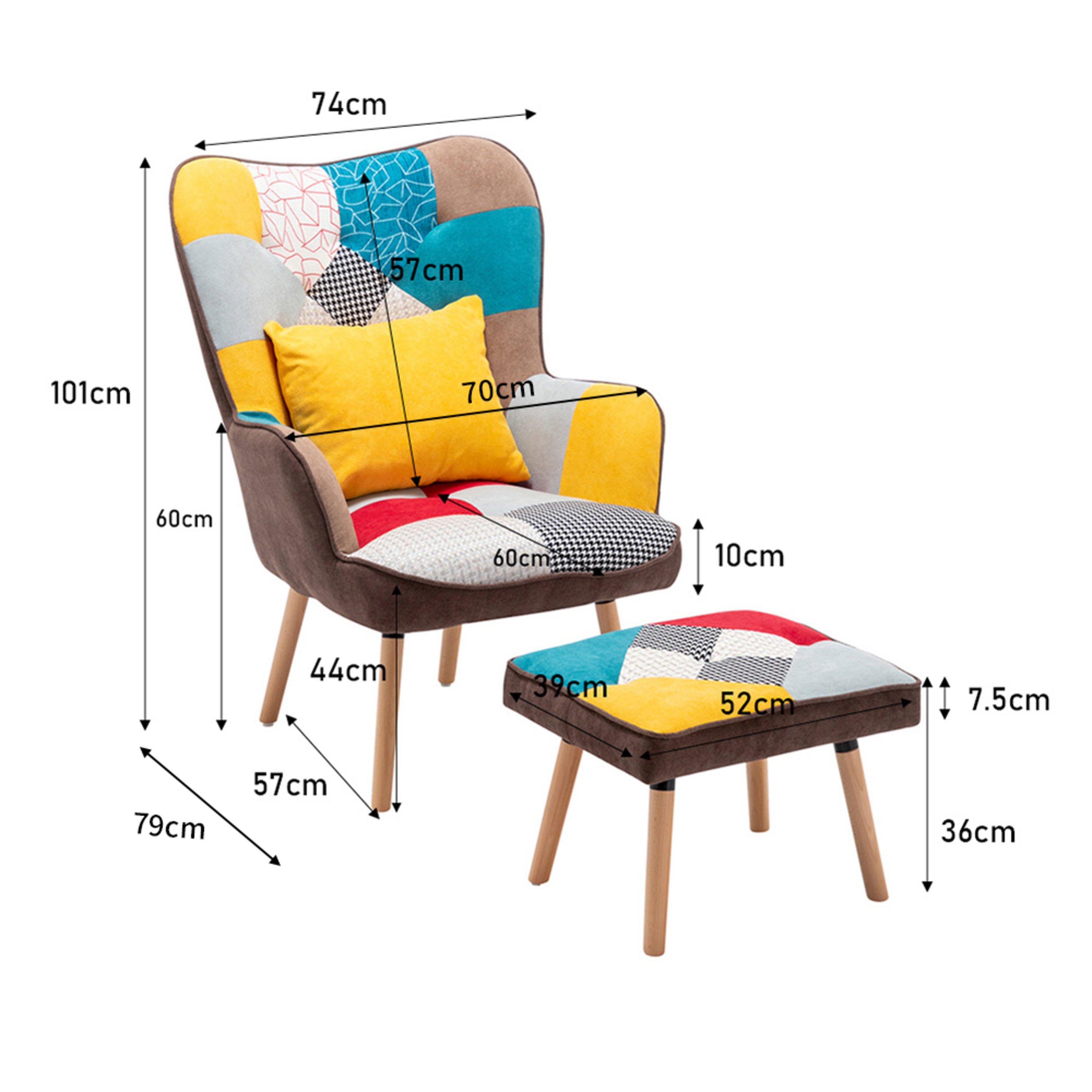Multi - Kabinet UK - Splicing Design Armchair with Pillow and Footstool - 12