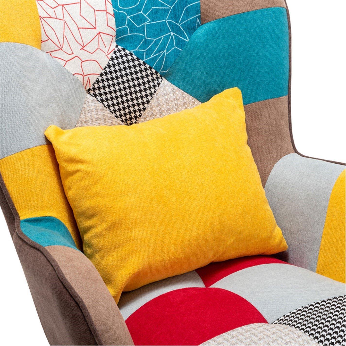 Multi - Kabinet UK - Splicing Design Armchair with Pillow and Footstool - 7