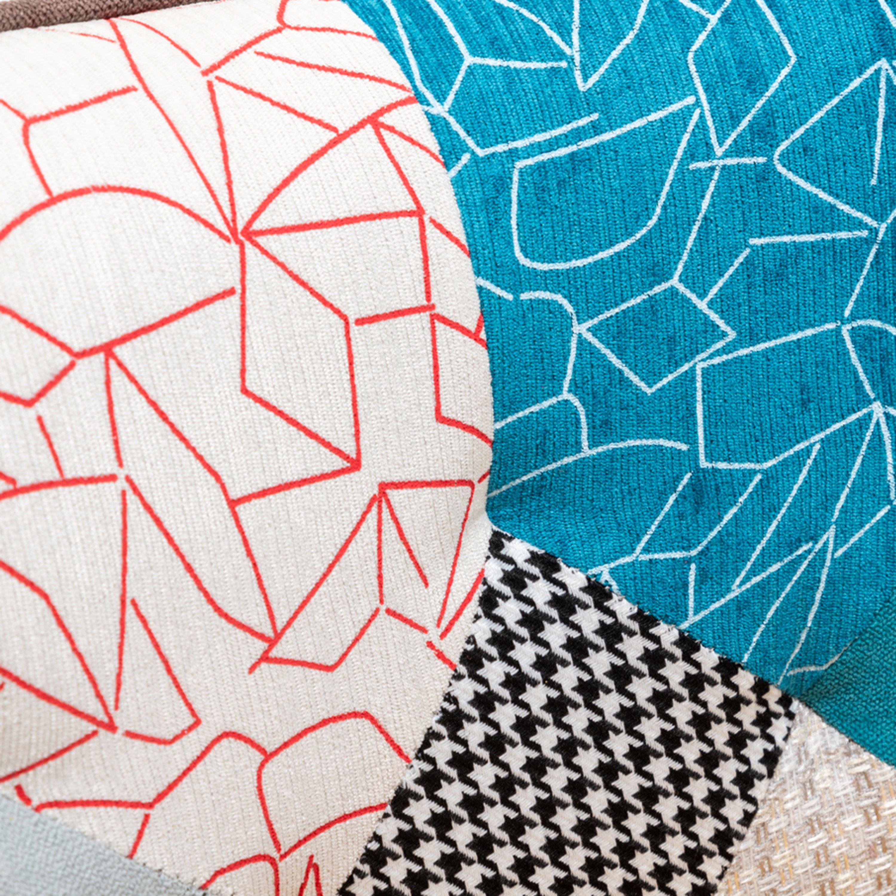 Multi - Kabinet UK - Splicing Design Armchair with Pillow and Footstool - 10